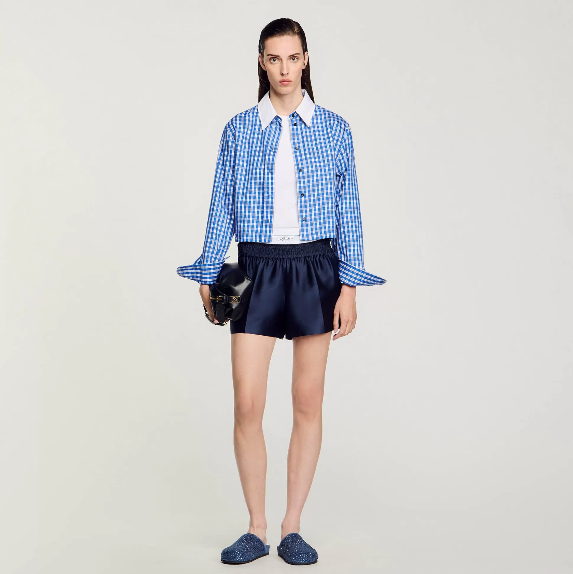 Röcke & Shorts>Sandro 2-in-1-Shorts Aus Satin Nacht-Blau