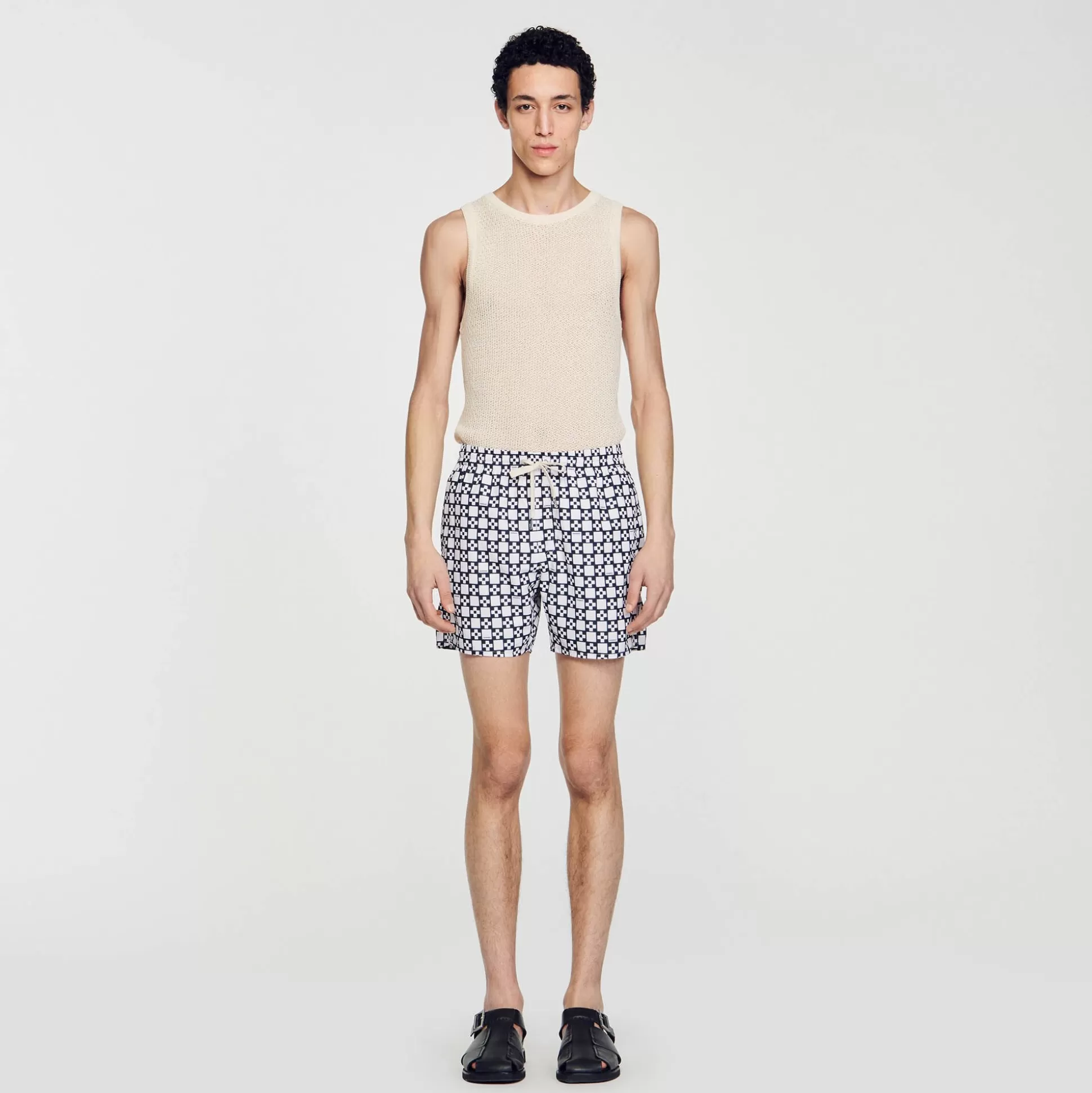 Hosen & Shorts | Badeanzüge>Sandro Badehose Mit Square Cross Ecru/Marine