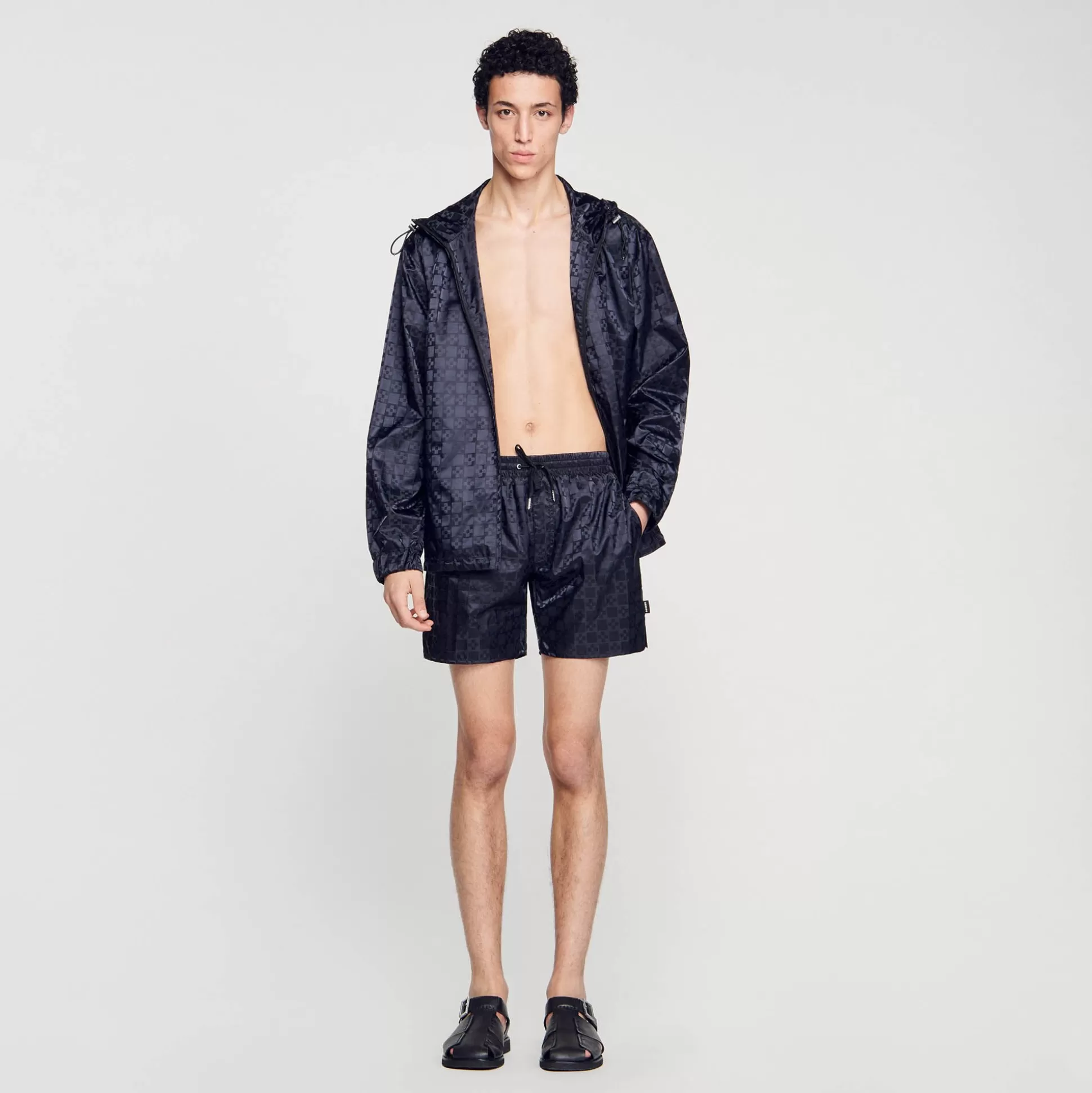 Badeanzüge | Hosen & Shorts>Sandro Badehose Mit Square-Cross-Muster Schwarz