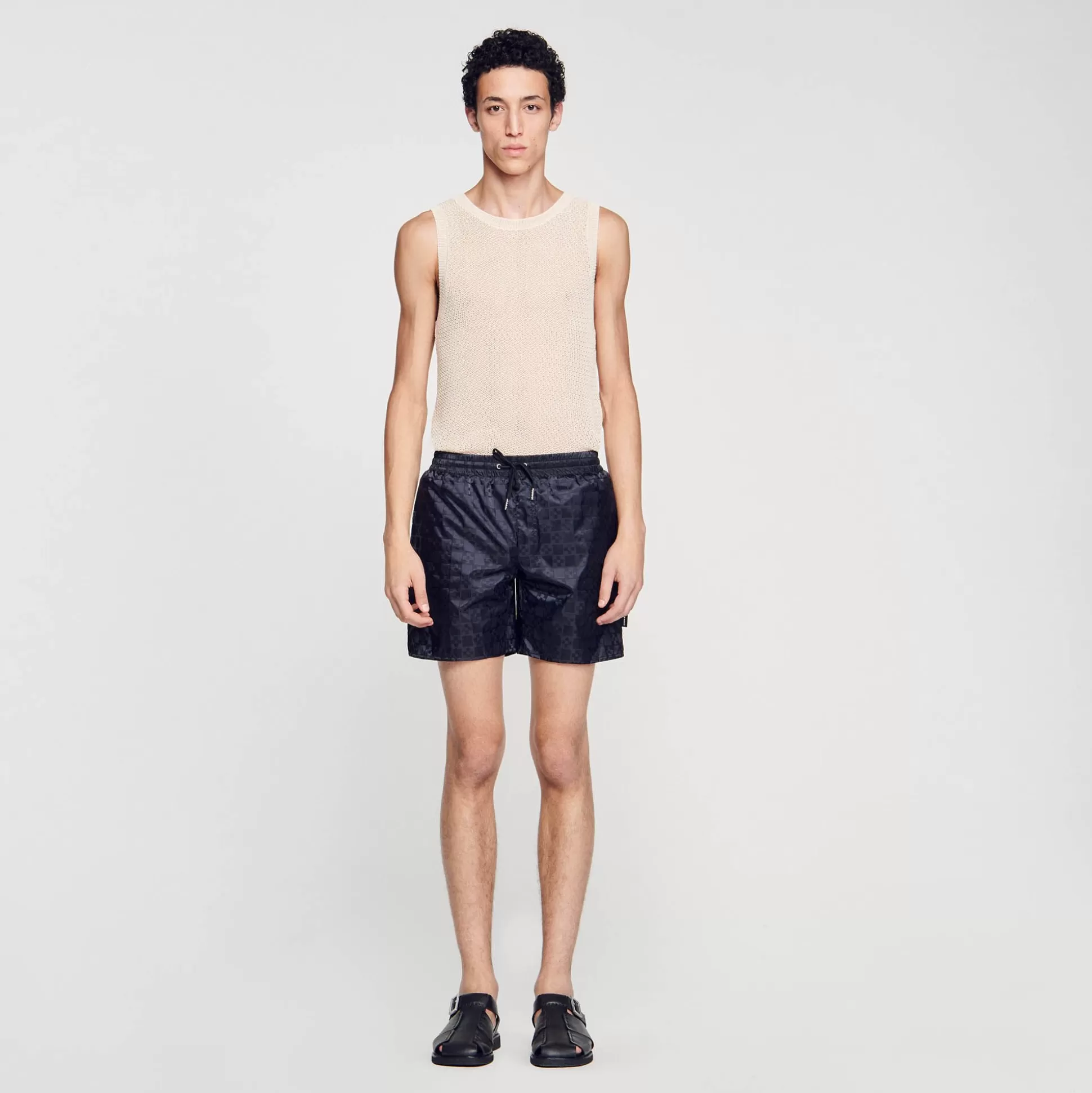 Badeanzüge | Hosen & Shorts>Sandro Badehose Mit Square-Cross-Muster Schwarz