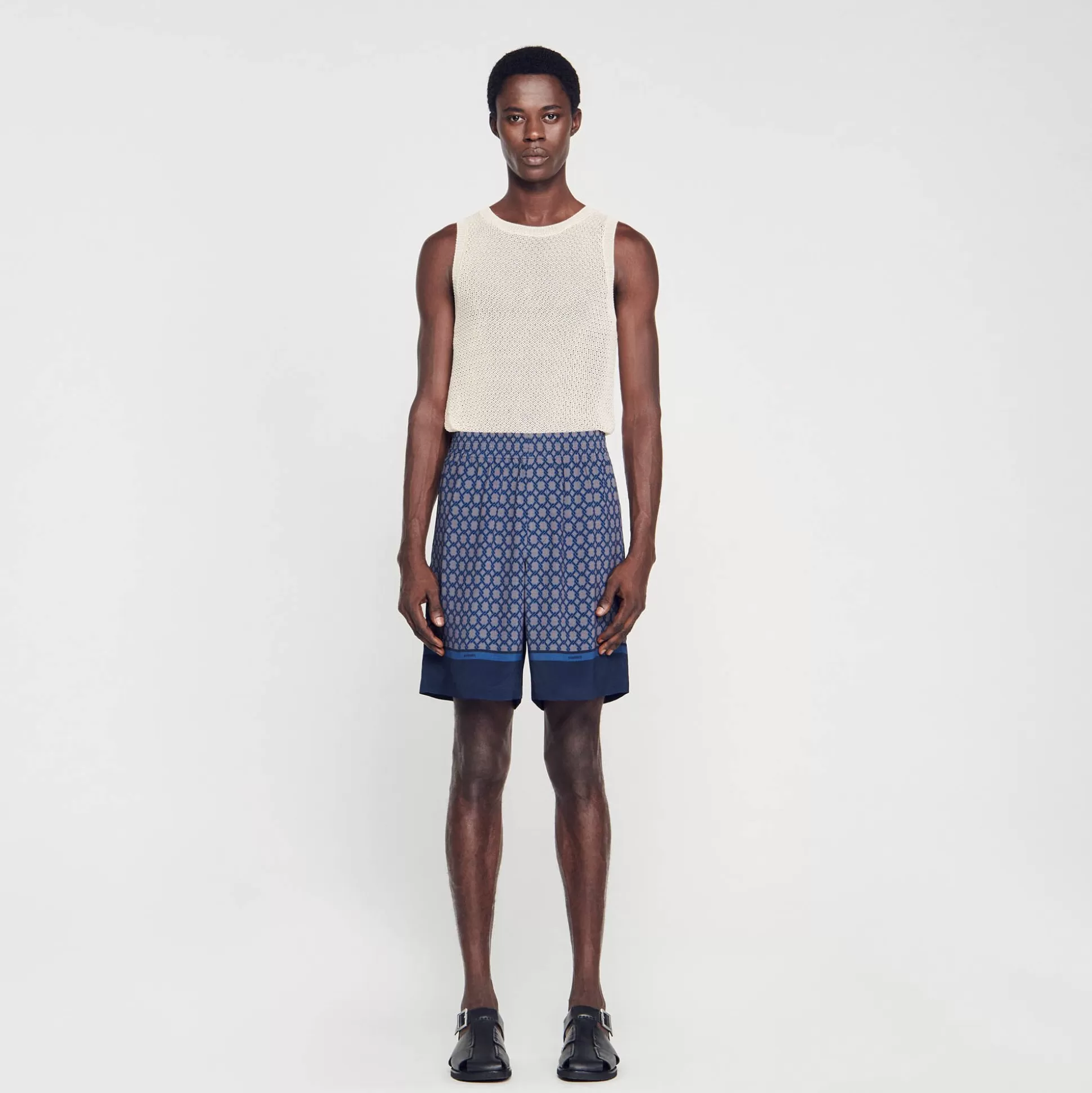 Hosen & Shorts>Sandro Bermudashorts Mit Druckmuster Marine