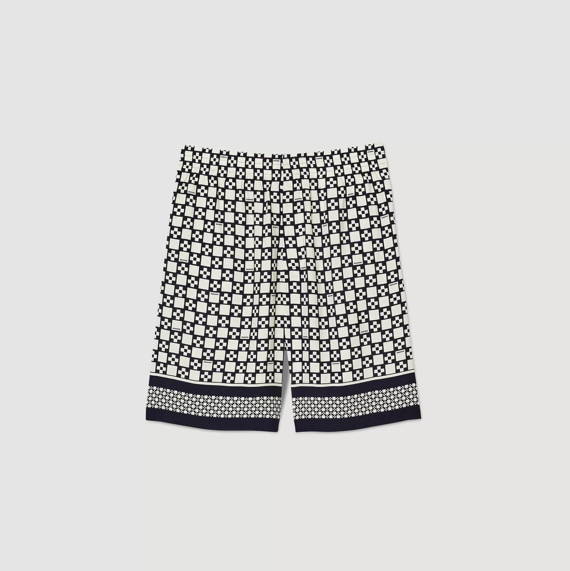 Hosen & Shorts>Sandro Bermudashorts Mit Square Cross-Print Ecru/Marine