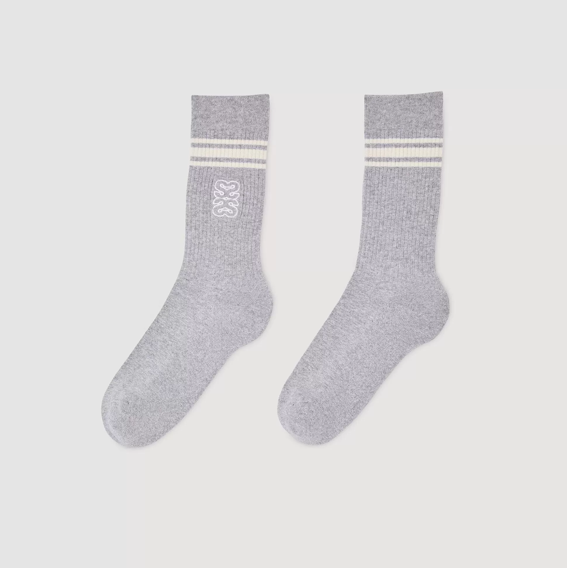 Socken>Sandro Bestickte Socken Grau