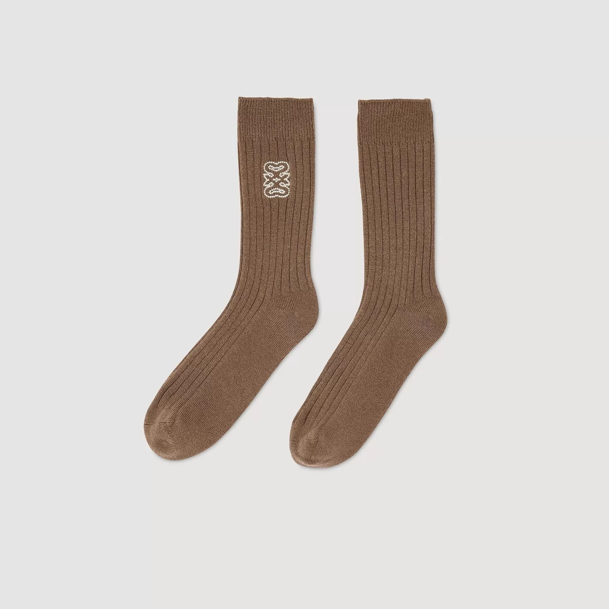 Socken>Sandro Bestickte Socken Braun