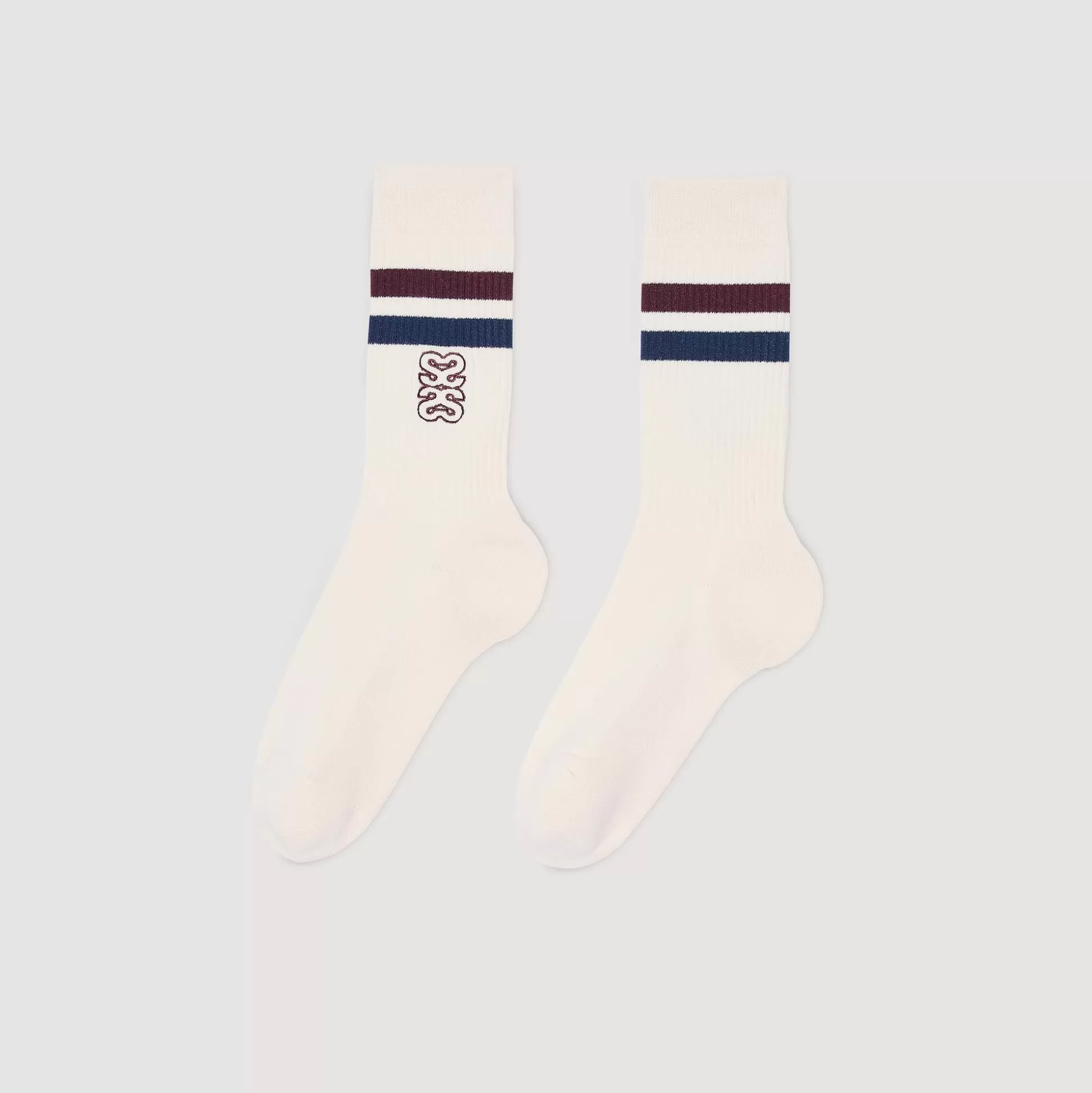 Socken>Sandro Bestickte Socken Ecru