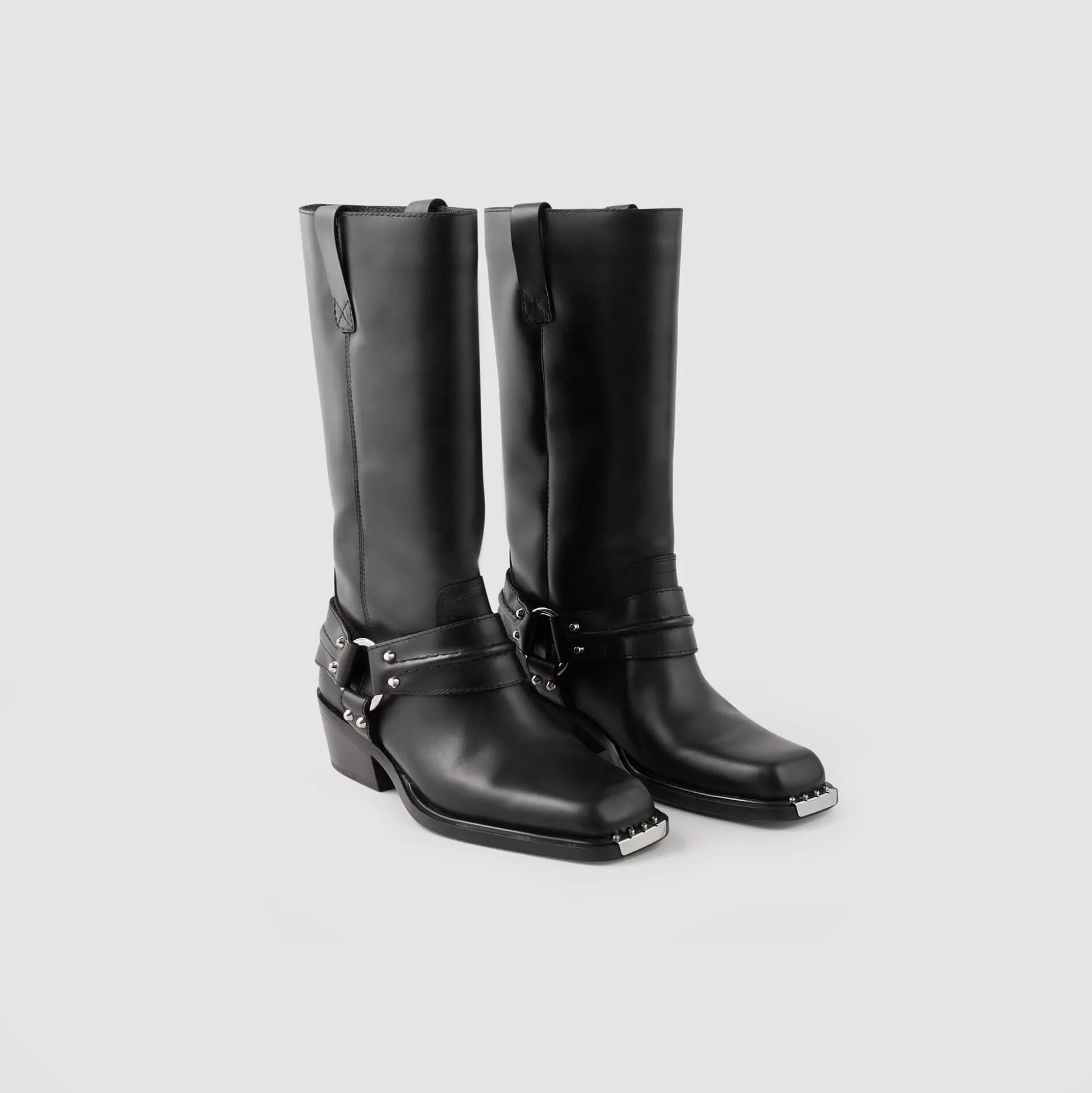 Lederstiefeletten>Sandro Biker Boots Aus Leder Schwarz