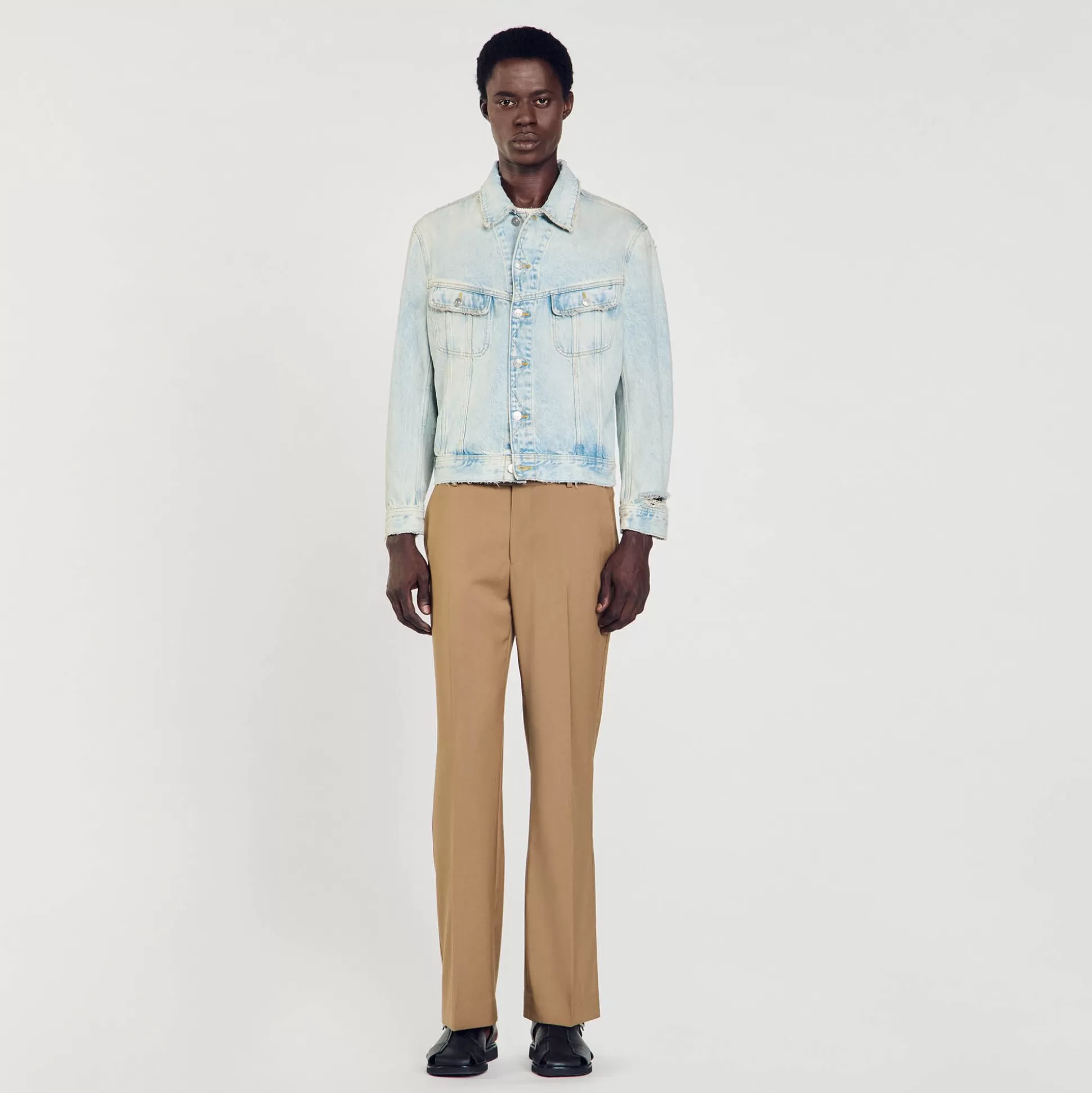 Mäntel & Blousons>Sandro Blouson Aus Ausgewaschenem denim