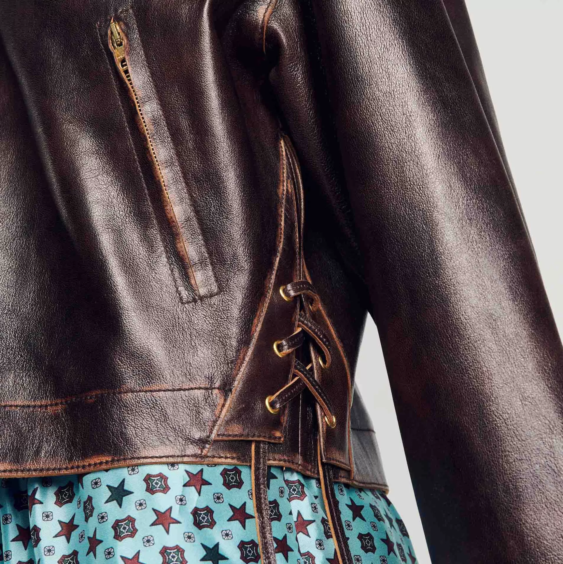 Blousons & Jacken>Sandro Blouson Aus Leder Im Vintage-Stil Dunkel-Braun