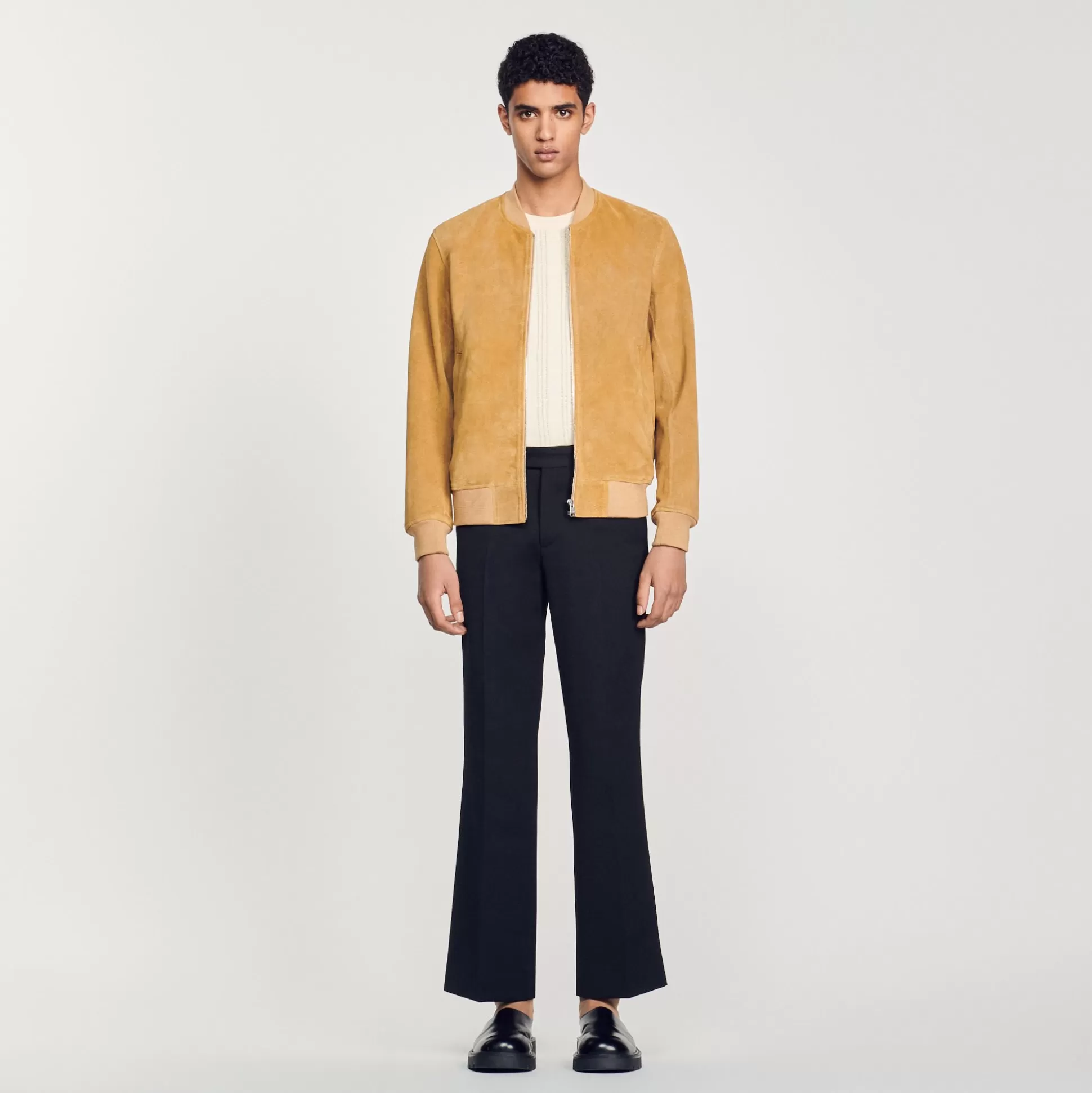 Die Leder | Mäntel & Blousons>Sandro Blouson Aus Wildleder Beige