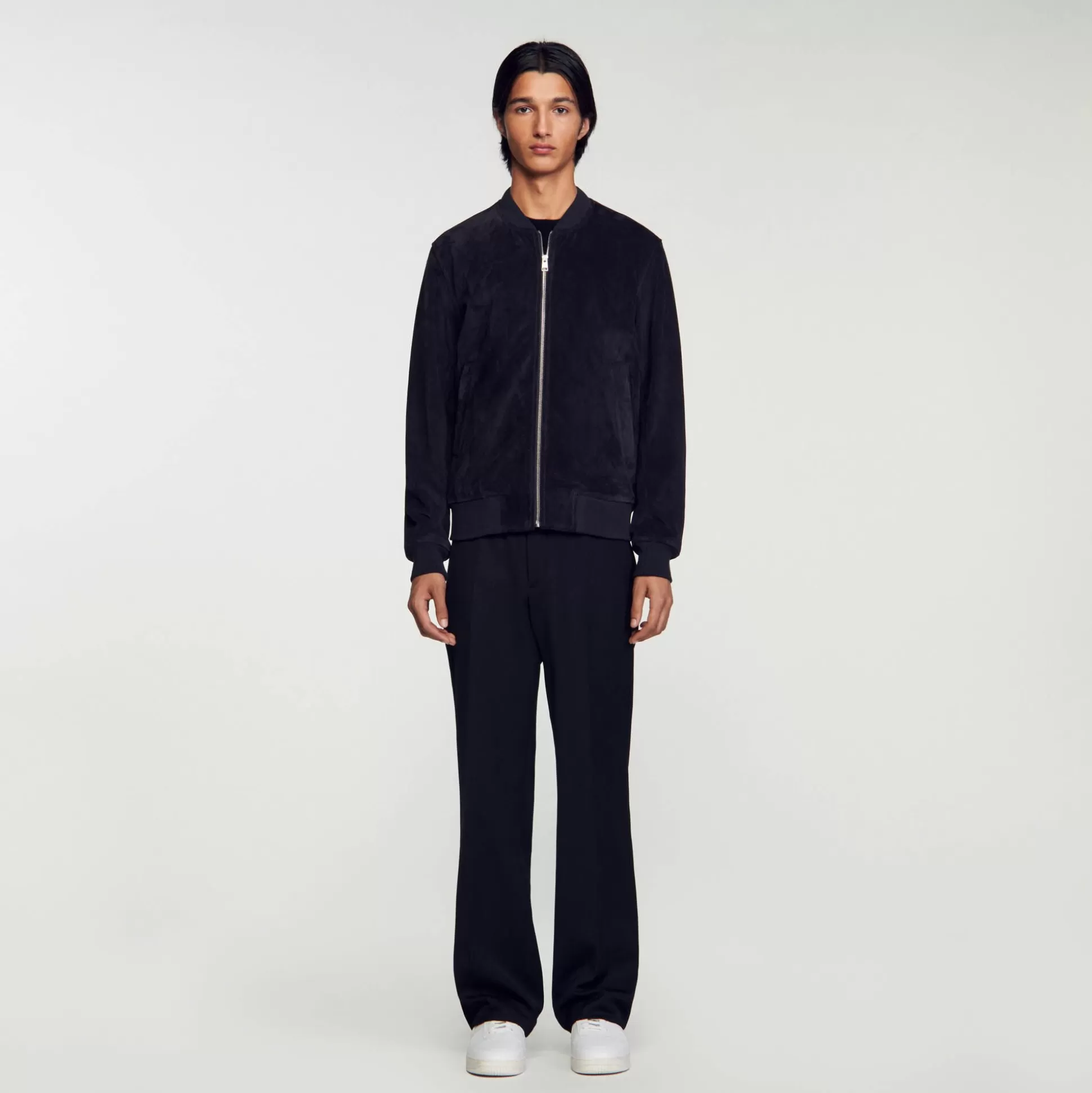 Die Leder | Mäntel & Blousons>Sandro Blouson Aus Wildleder Marine