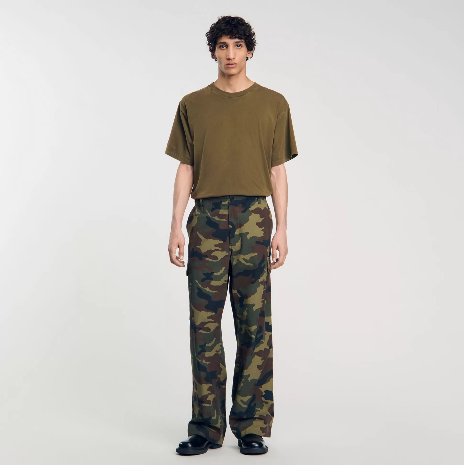 Hosen & Shorts>Sandro Cargohose Mit Camouflage-Print Camouflage kaki