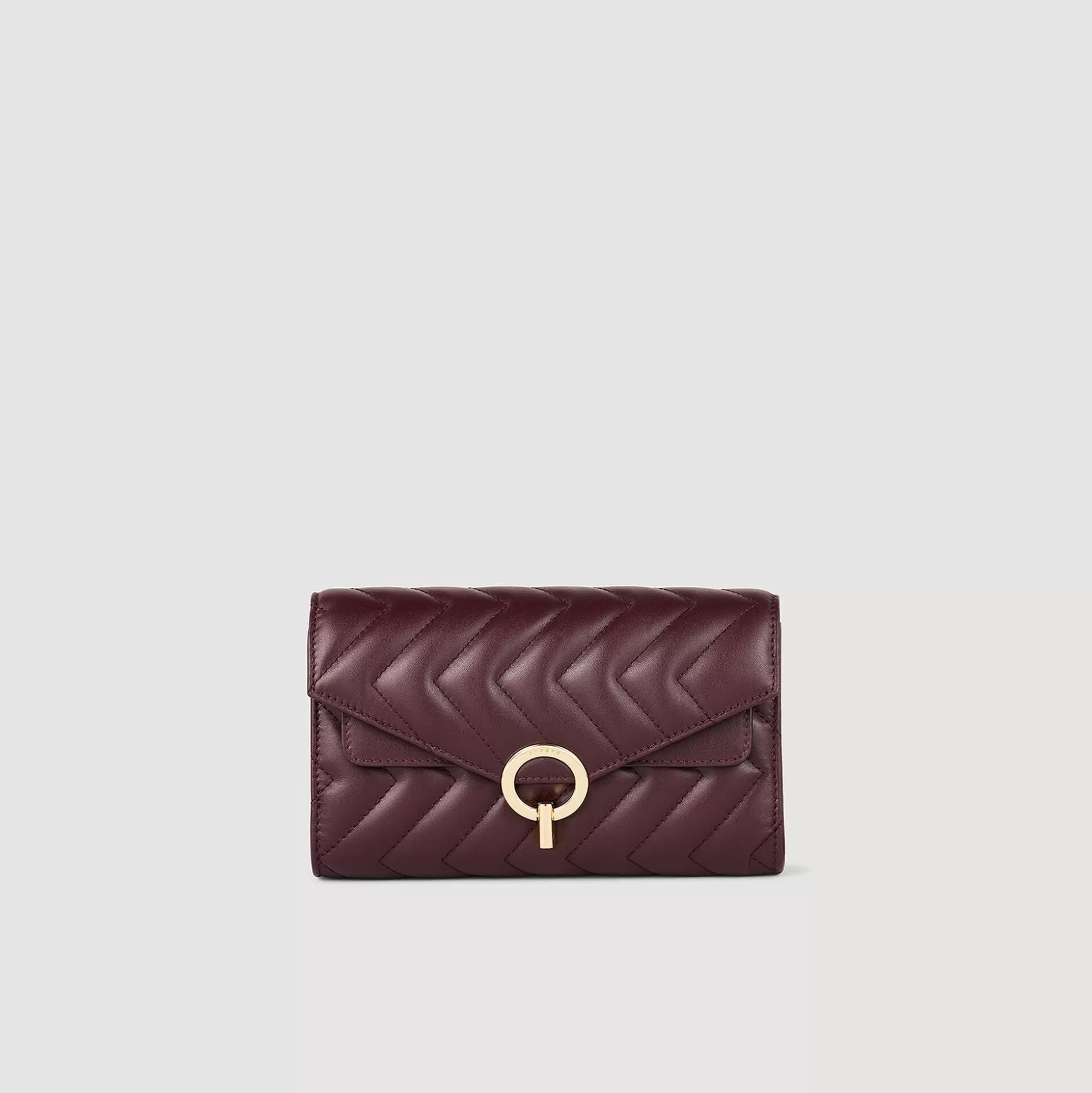 Schultertasche | Umhängetaschen>Sandro Crossbody-Pochette Aus Leder Bordeaux