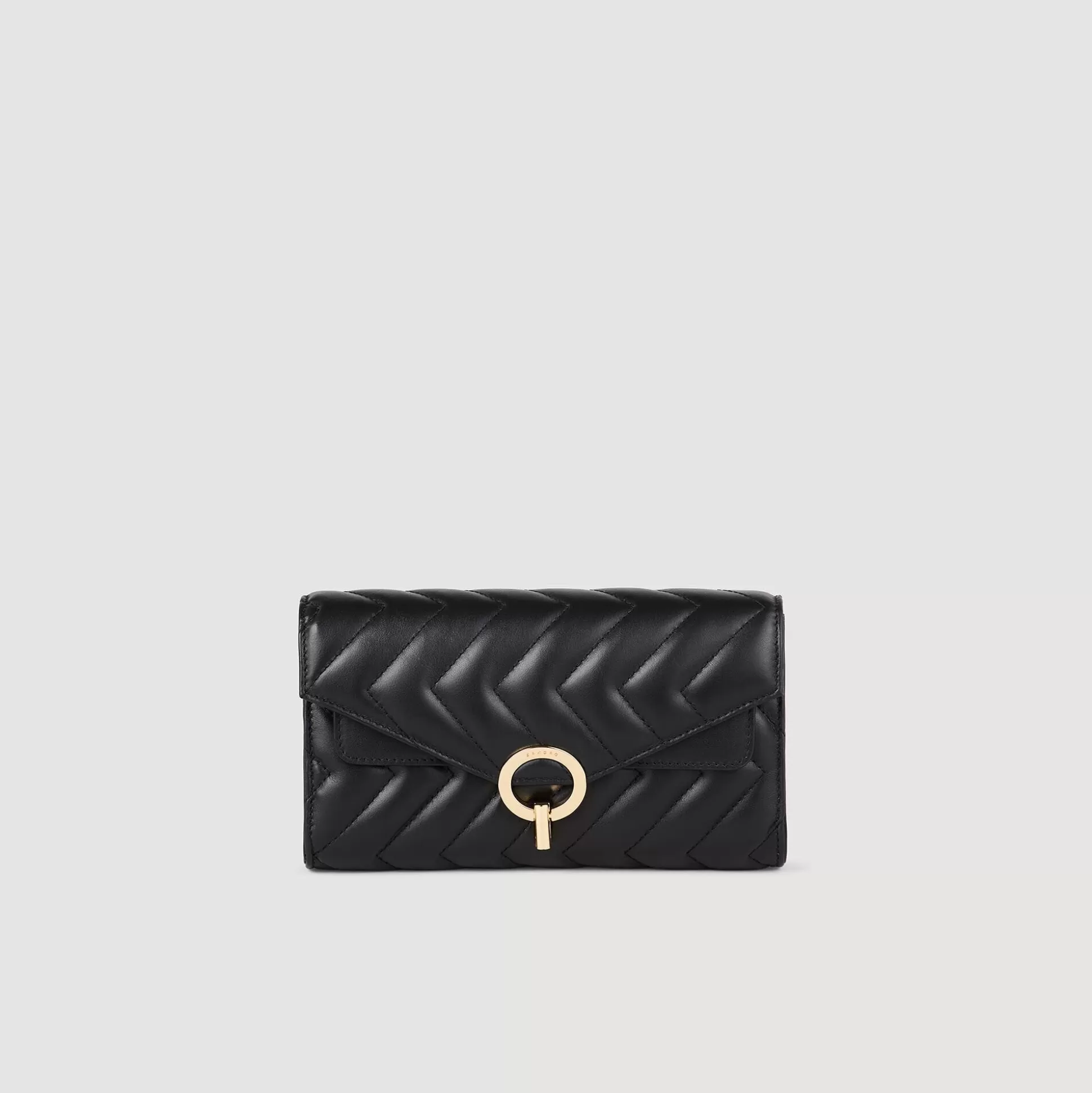 Schultertasche | Minitaschen>Sandro Crossbody-Pochette Aus Leder Schwarz