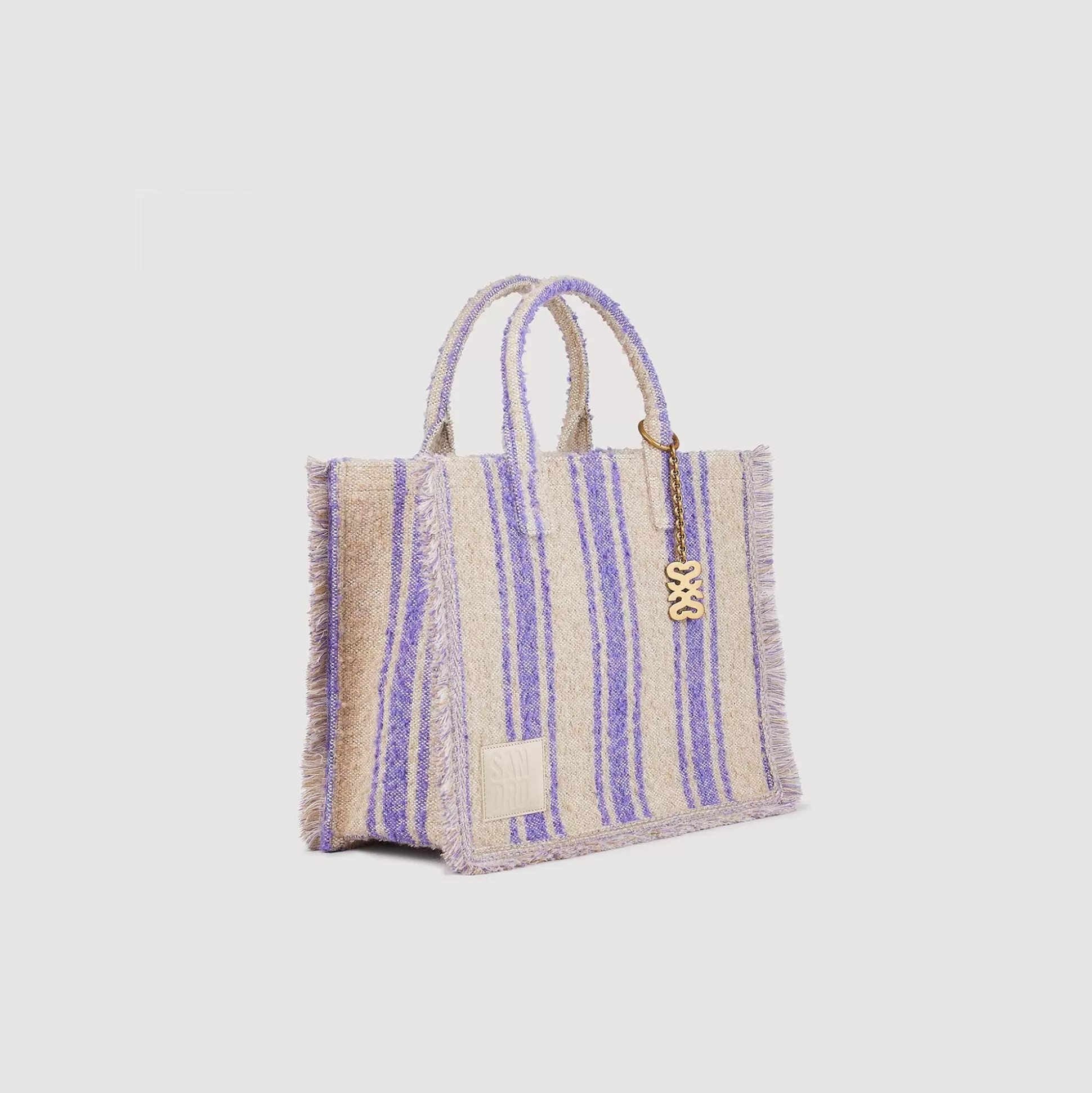 Schultertasche | Tote Bag>Sandro Einkaufstasche Kasbah Gestreifter Stoff Beige