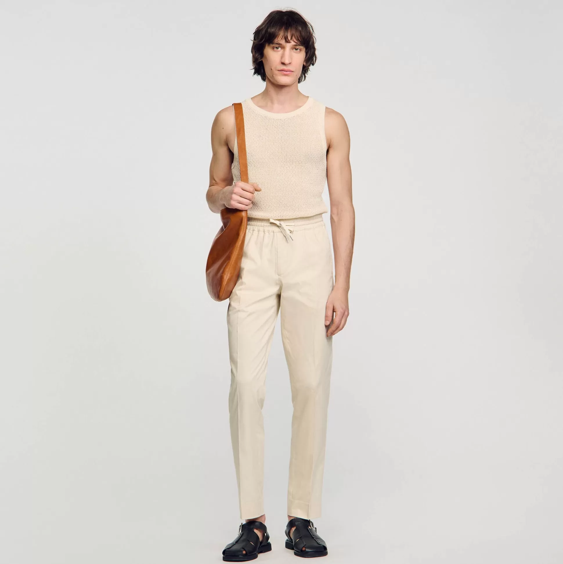 Hosen & Shorts>Sandro Elastische Hose Mit Geradem Schnitt Hellbeige