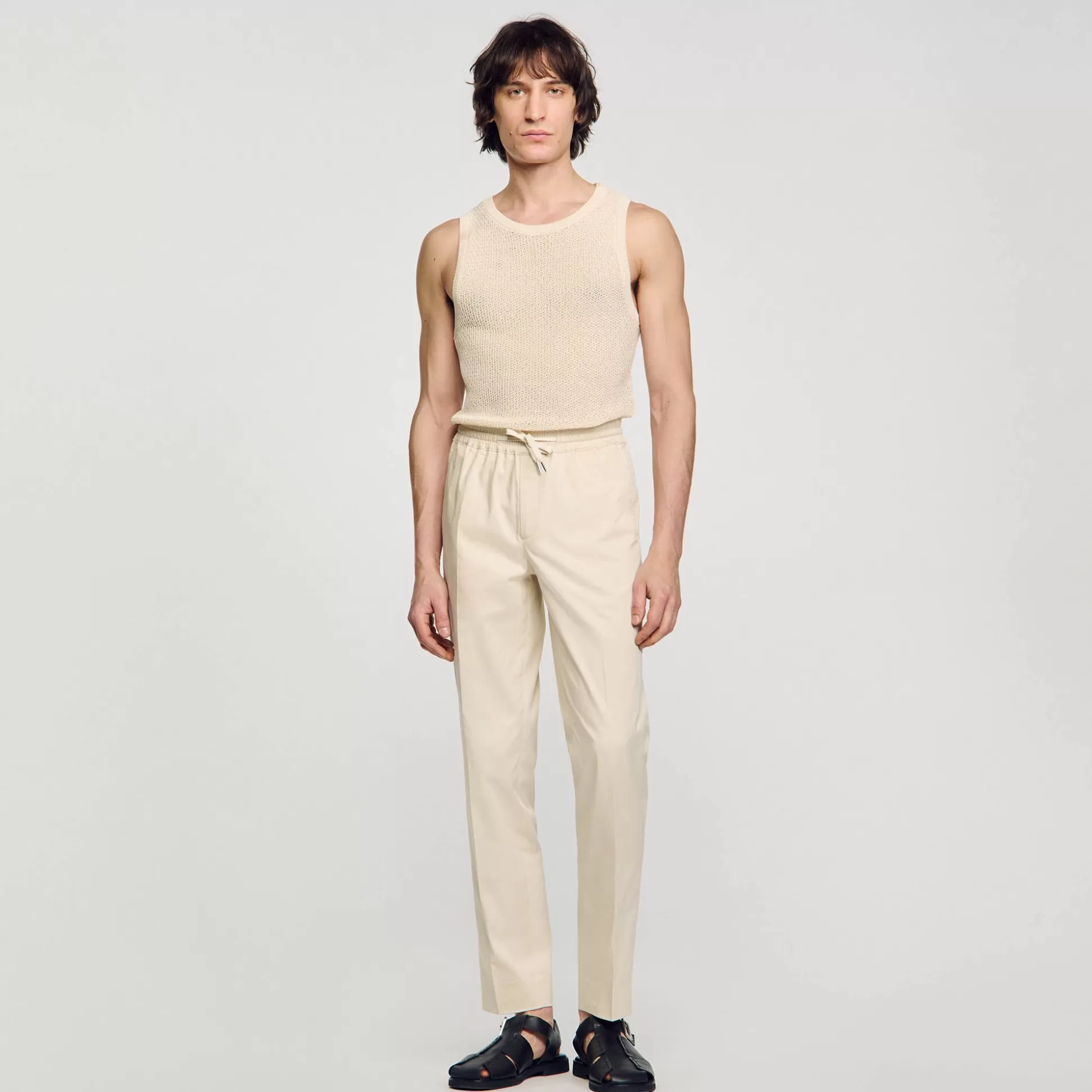 Hosen & Shorts>Sandro Elastische Hose Mit Geradem Schnitt Hellbeige