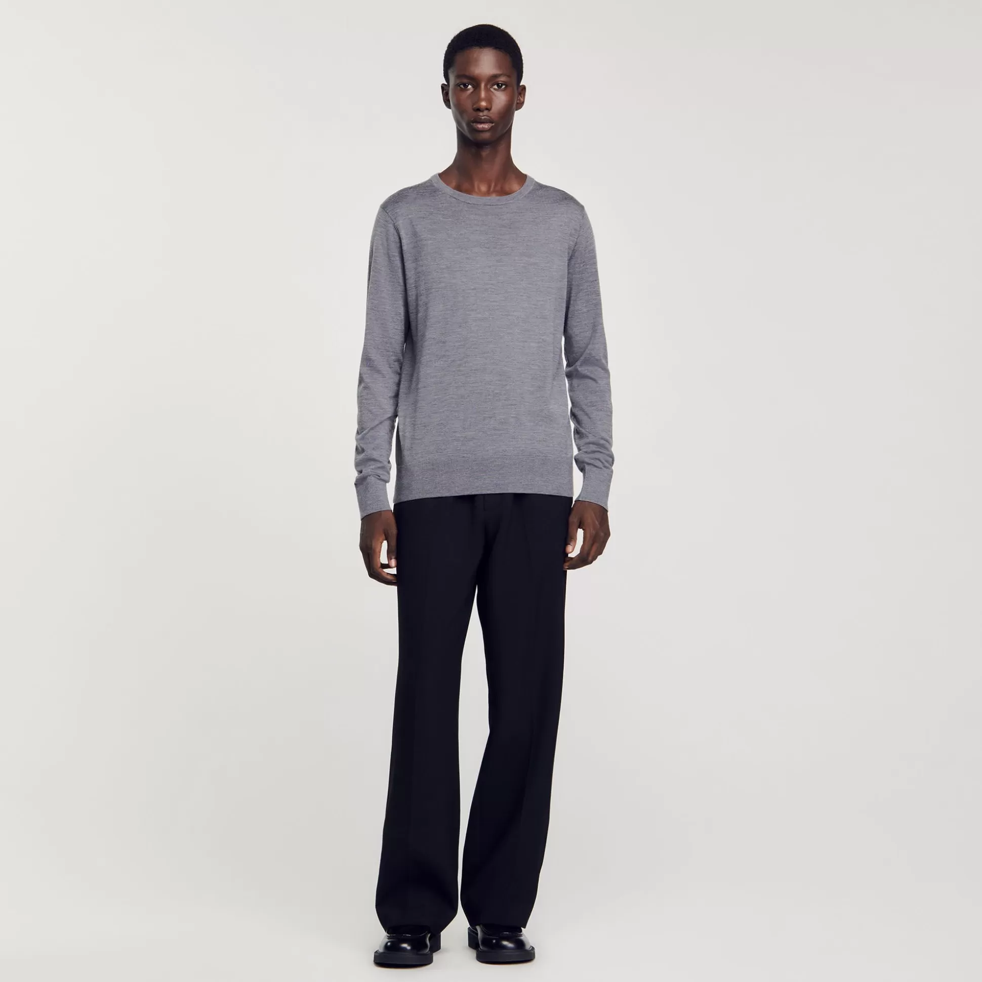 Pullovers & Cardigans>Sandro Feinstrickpullover Grau Meliert