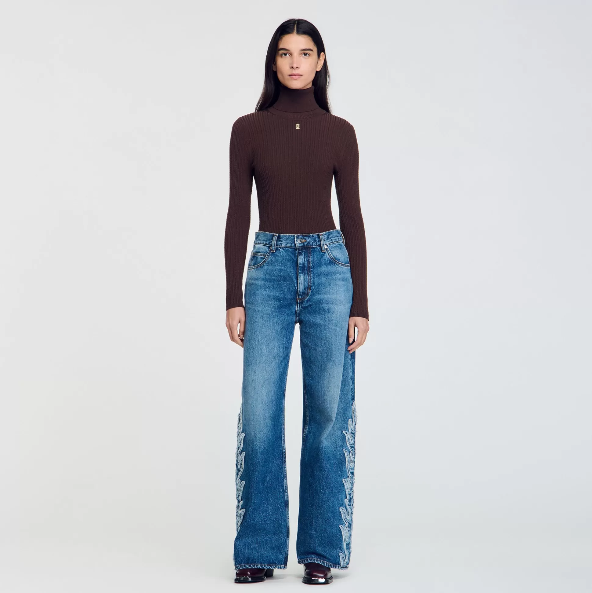 Hosen & Jeans>Sandro Flared Jeans Flammen Hell-Jeansblau