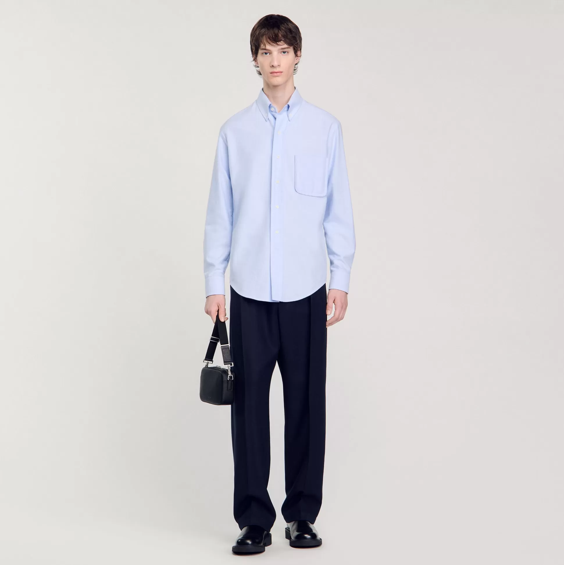 Hemden>Sandro Hemd Aus Flanell-Oxford Himmel-Blau