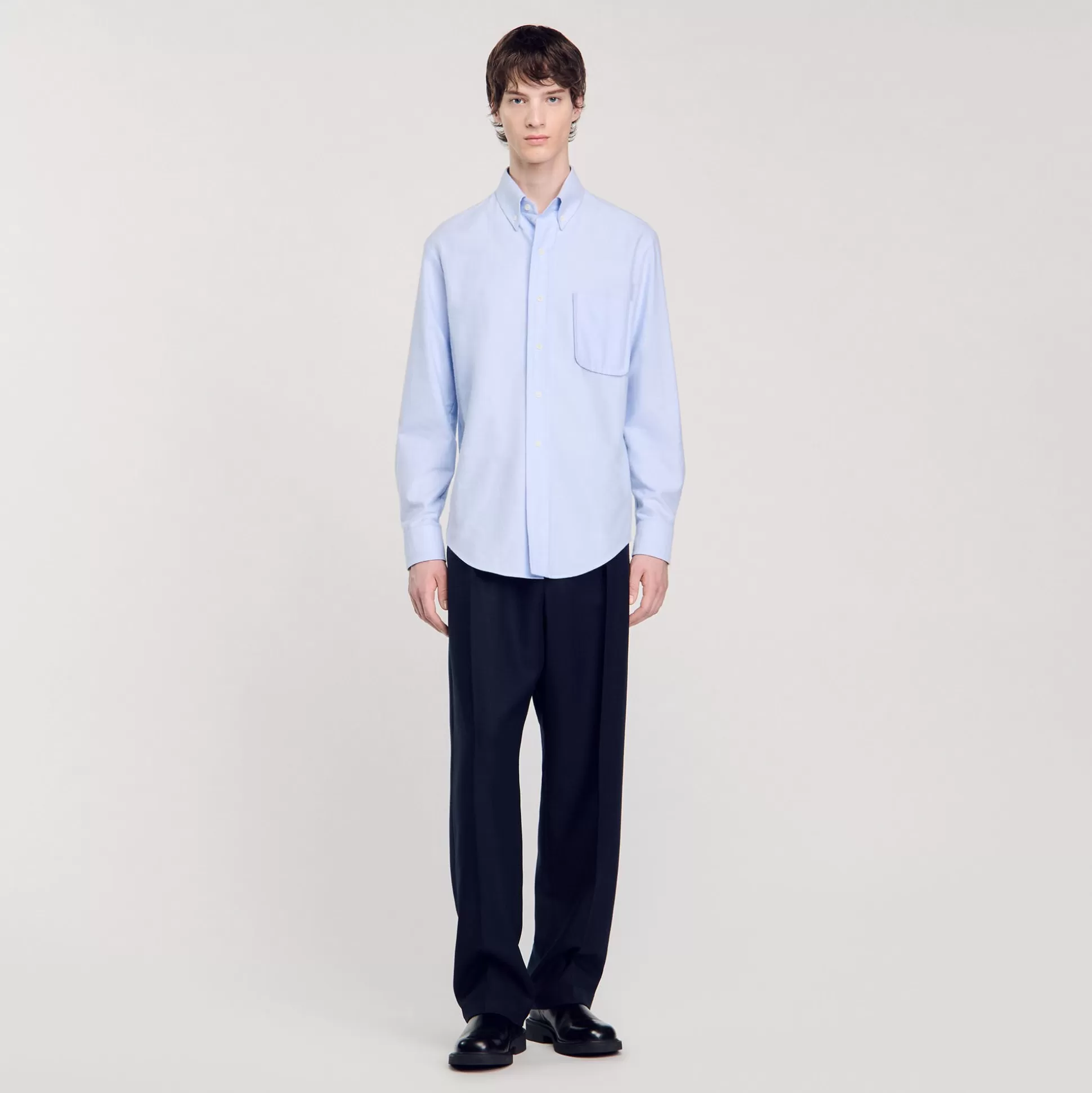 Hemden>Sandro Hemd Aus Flanell-Oxford Himmel-Blau