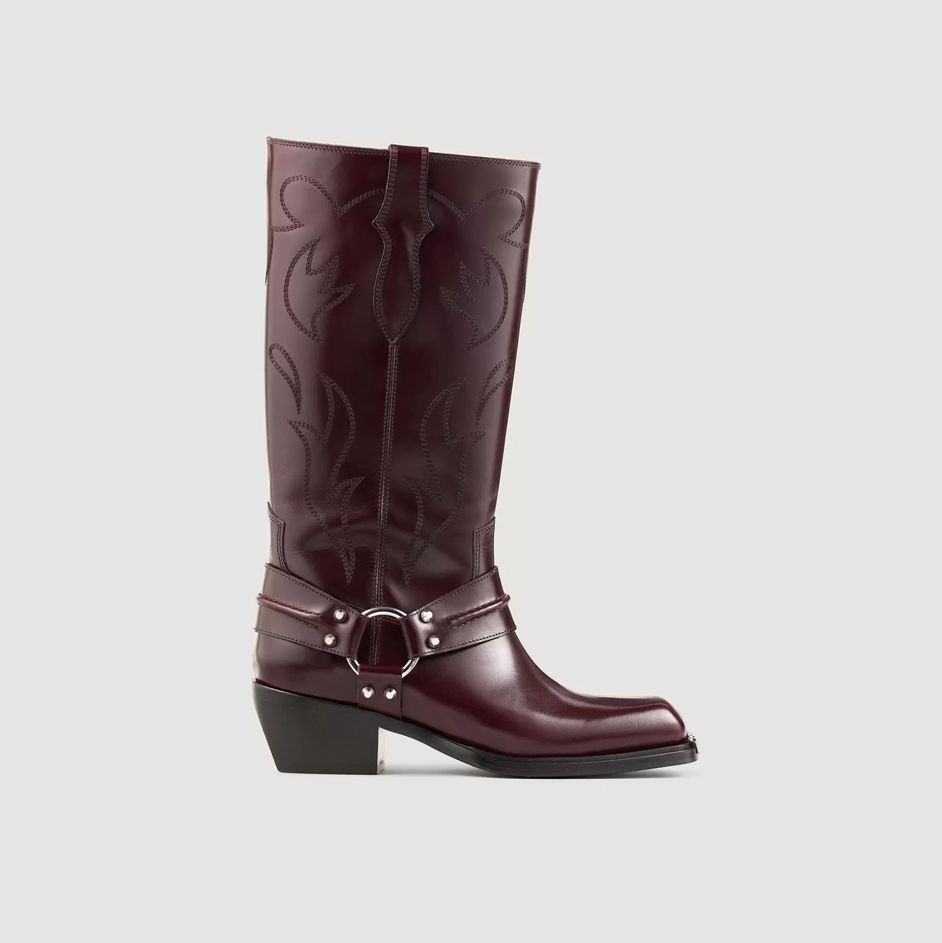 Lederstiefeletten>Sandro Hohe Stiefel Mit Eckiger Spitze Bordeaux