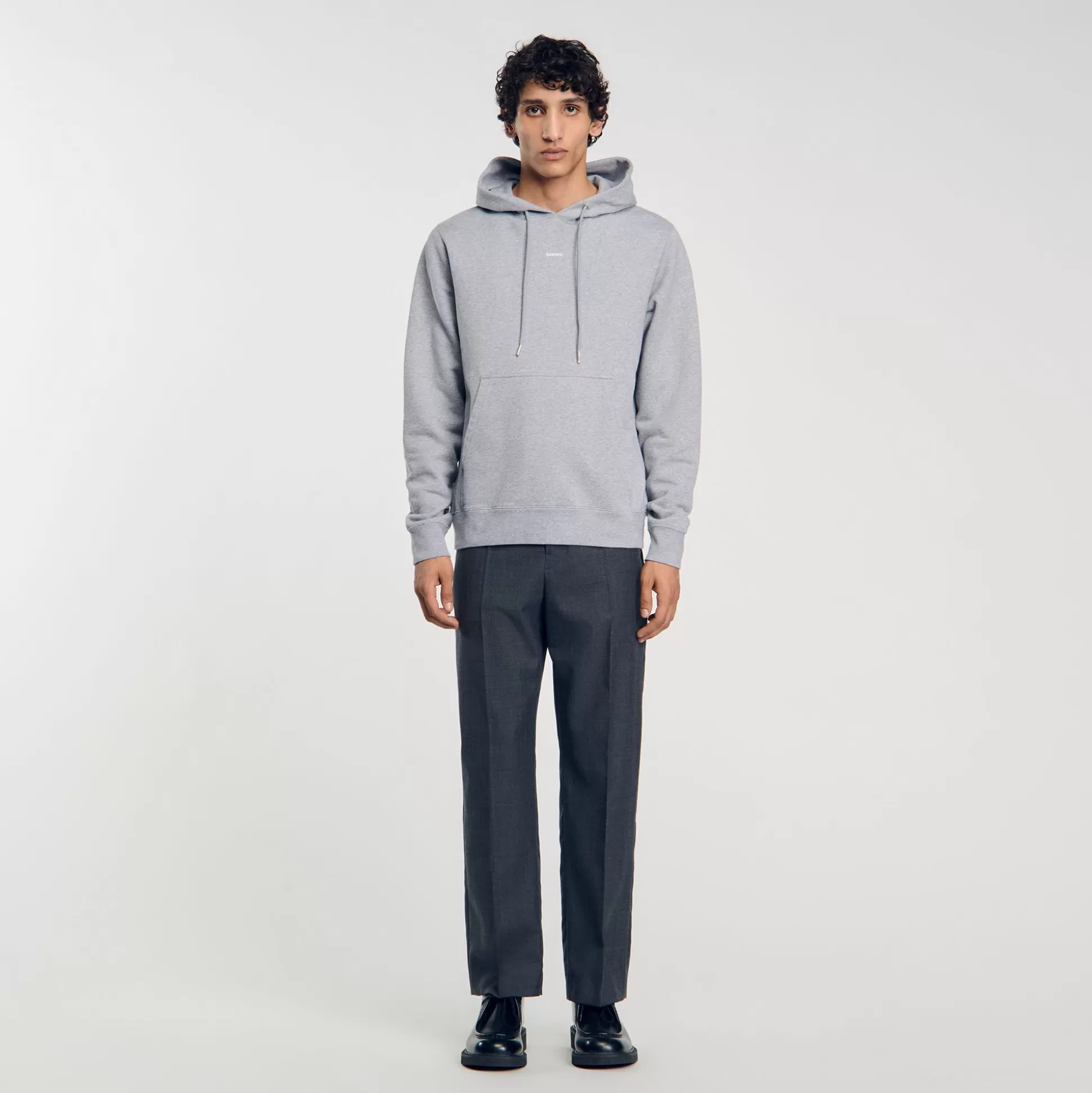 Sweatshirts & Jogging>Sandro Hoodie Aus Bio-Baumwolle Mit Stickerei Grau Meliert