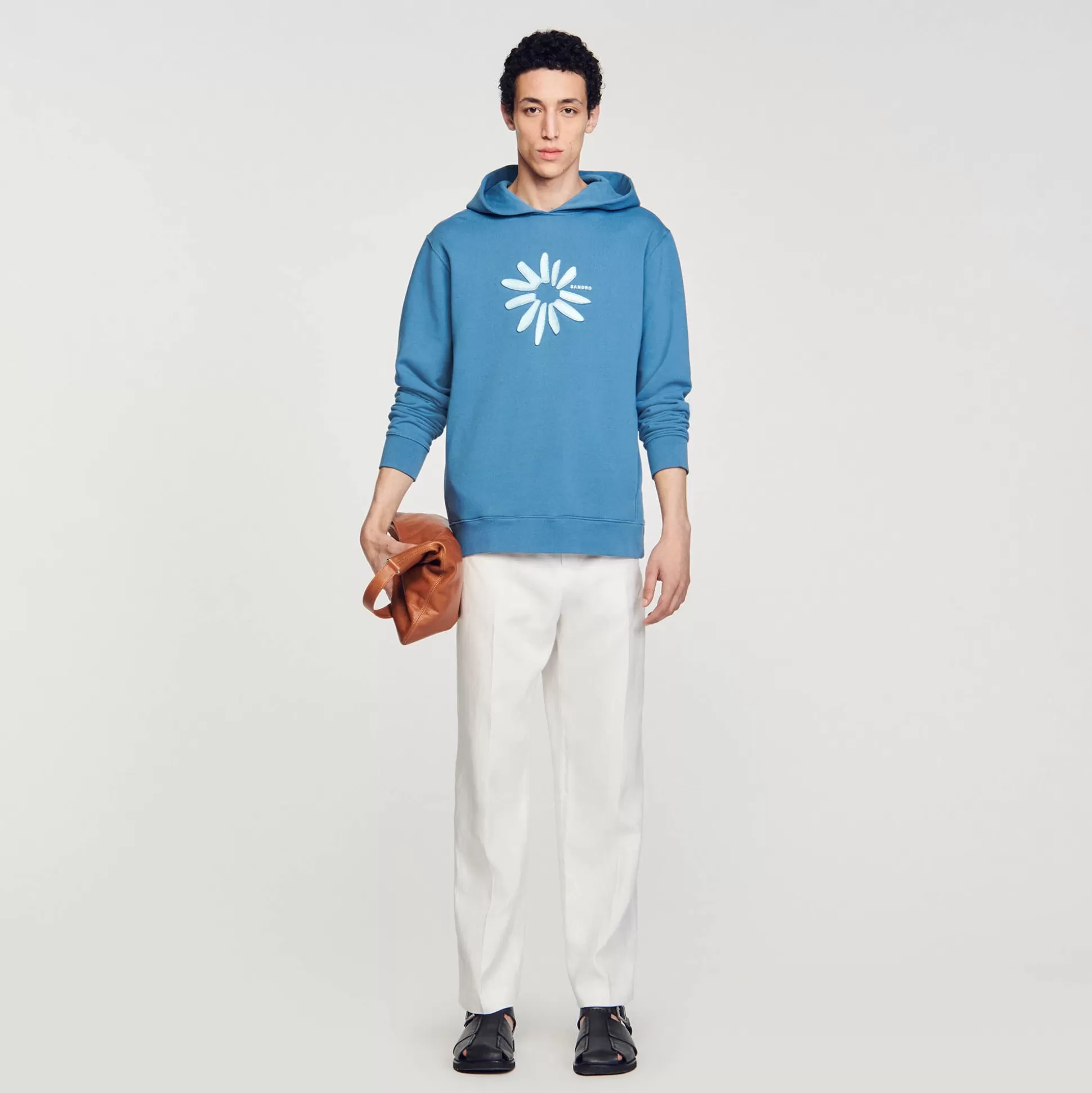 Sweatshirts & Jogging>Sandro Hoodie Mit Blume Aus Baumwolle Blau-Grau