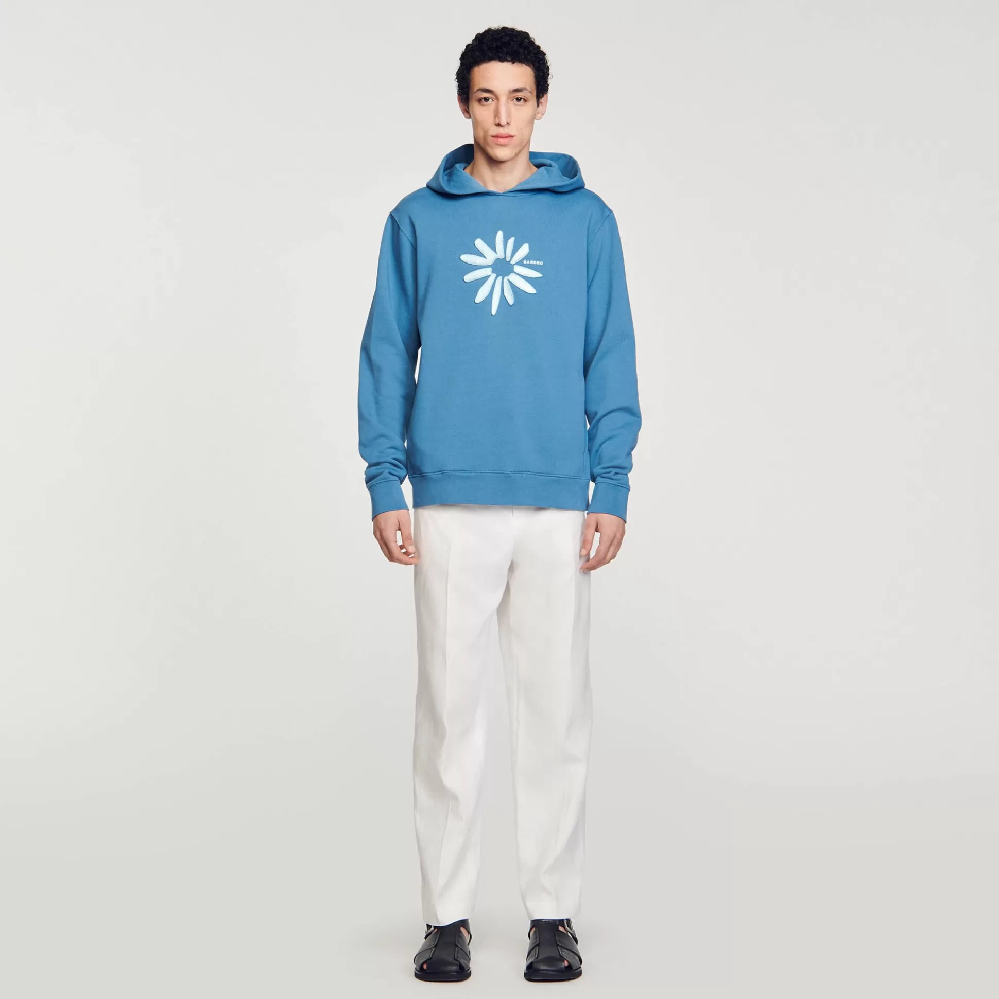 Sweatshirts & Jogging>Sandro Hoodie Mit Blume Aus Baumwolle Blau-Grau