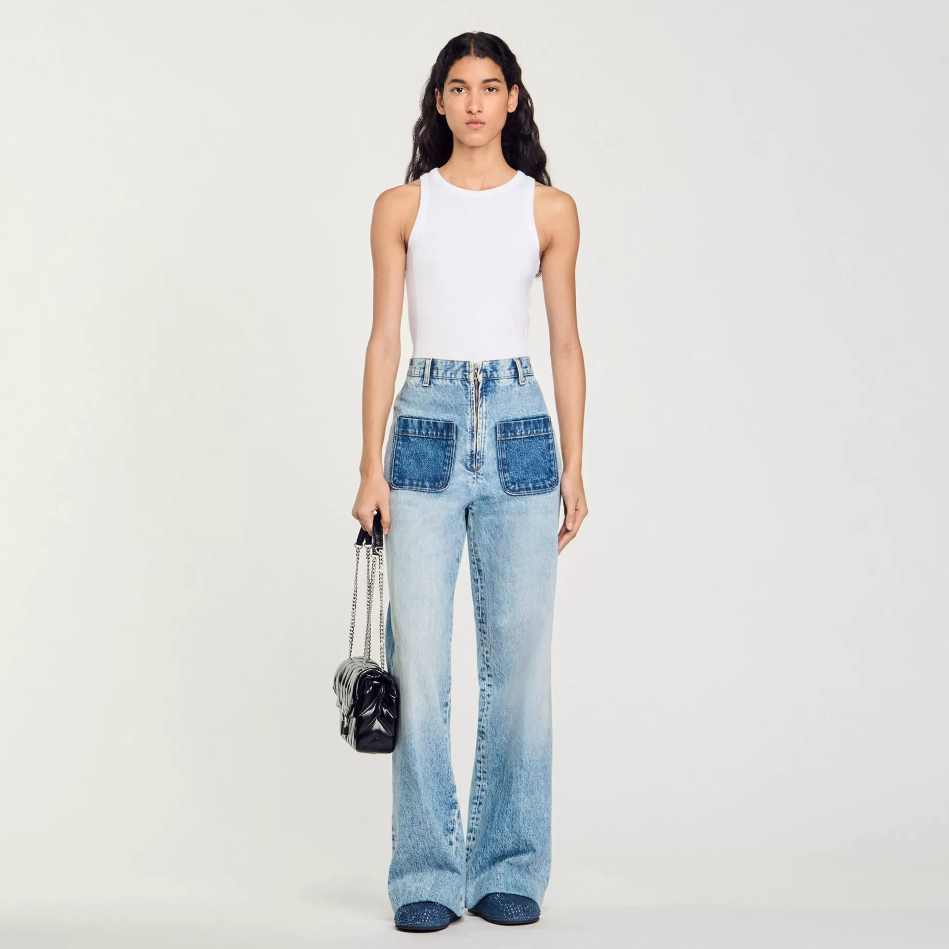 Hosen & Jeans>Sandro Jeans Mit Hohem Bund Hell-Jeansblau