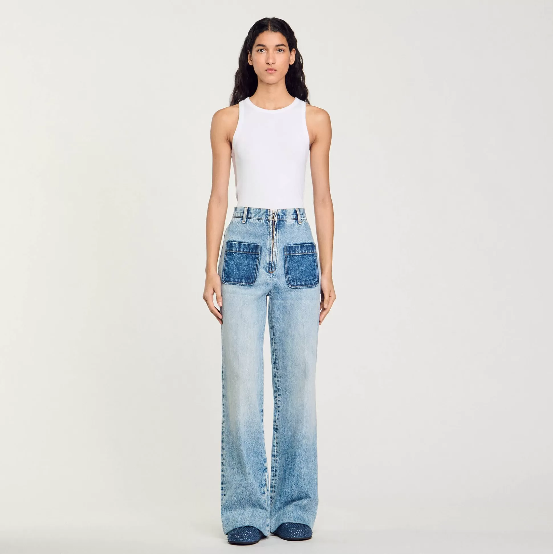 Hosen & Jeans>Sandro Jeans Mit Hohem Bund Hell-Jeansblau