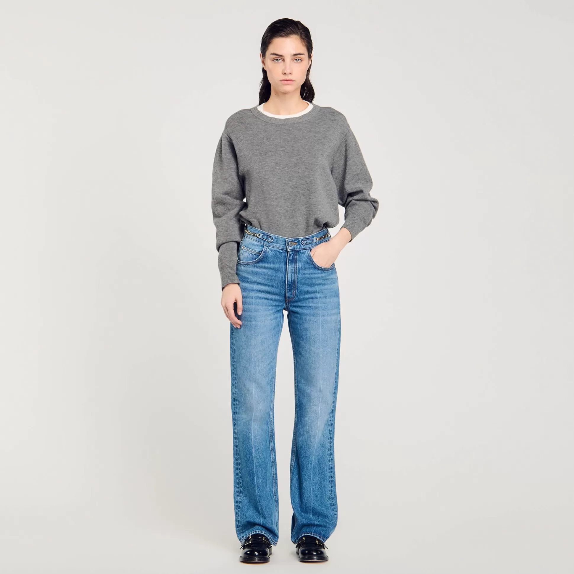 Hosen & Jeans>Sandro Jeans Mit Panzerkettendetail Jeansblau