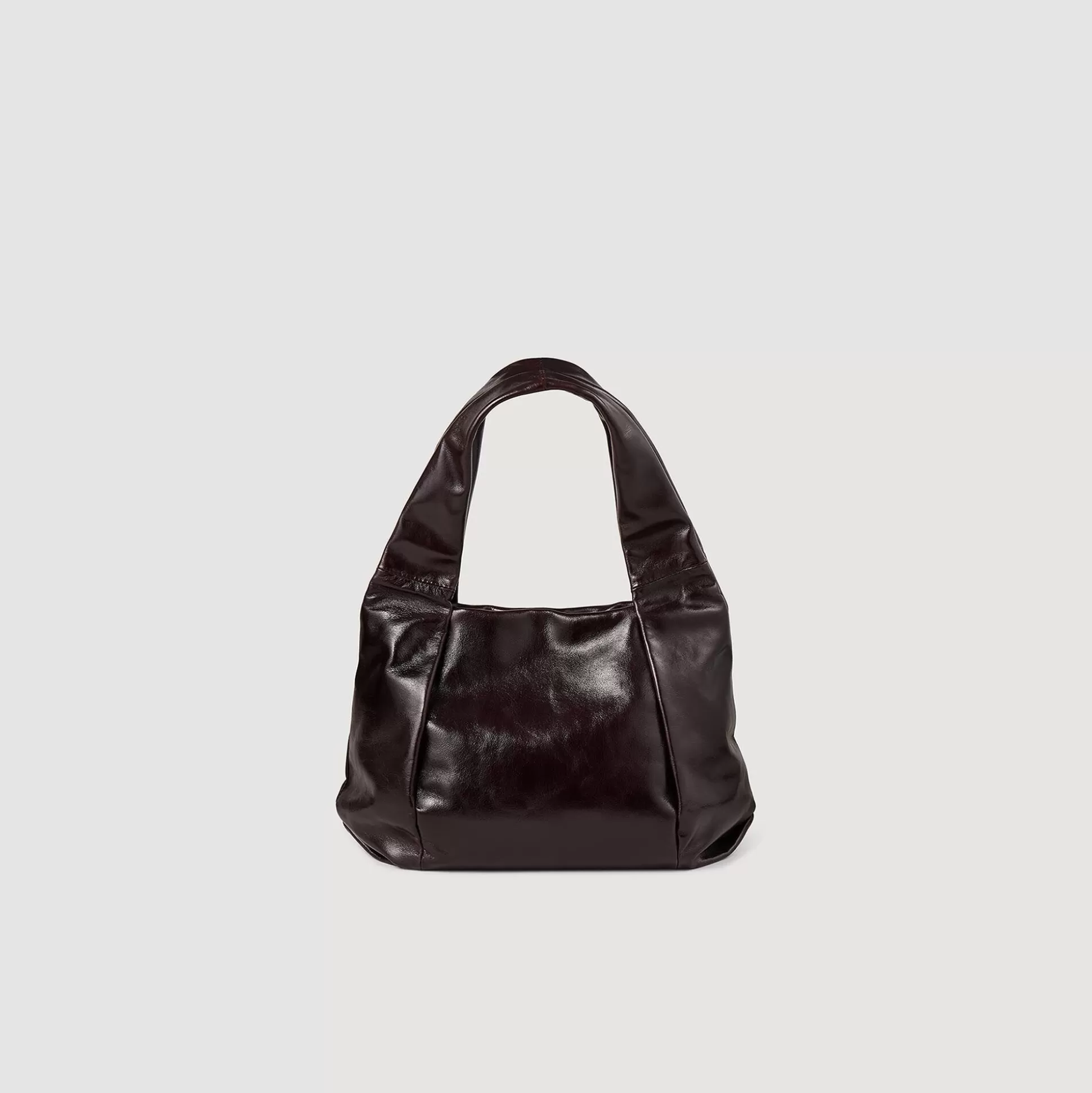 Schultertasche | Tote Bag>Sandro Kleine Tasche Aus Glänzendem Leder Bordeaux