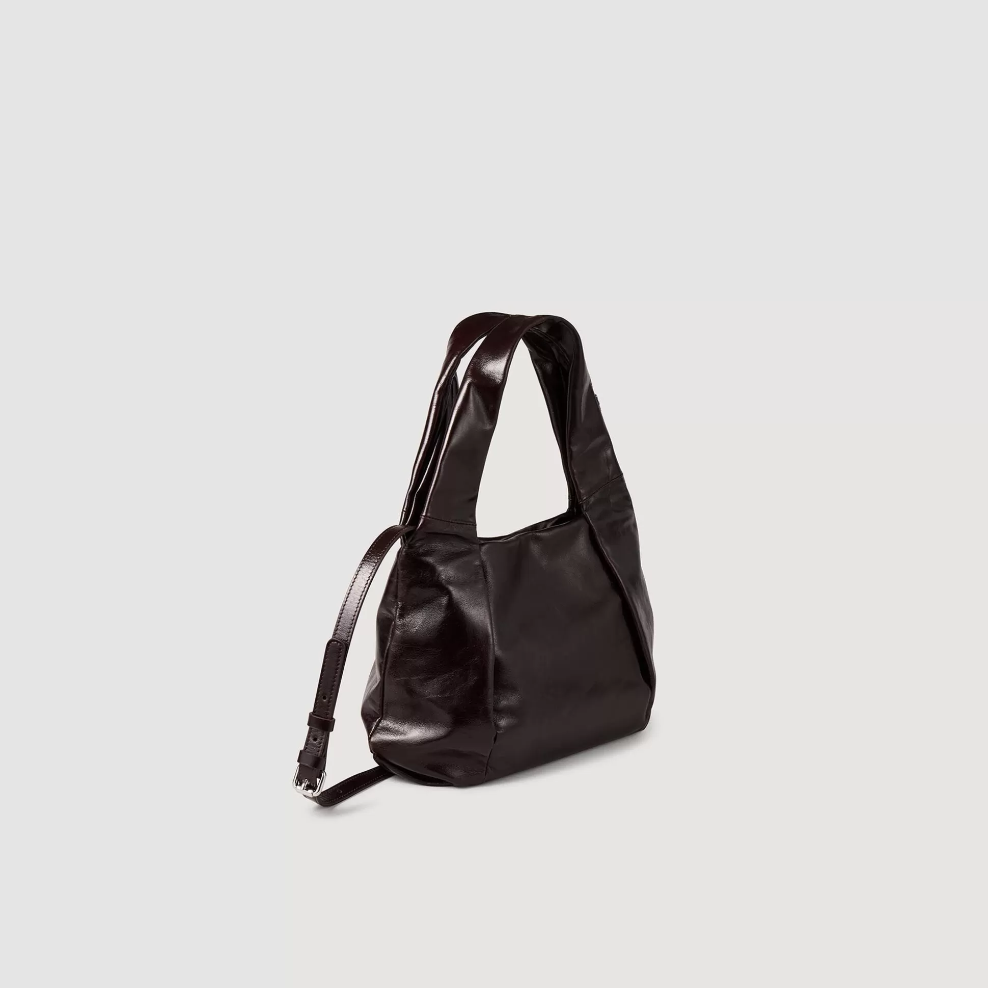 Schultertasche | Tote Bag>Sandro Kleine Tasche Aus Glänzendem Leder Bordeaux