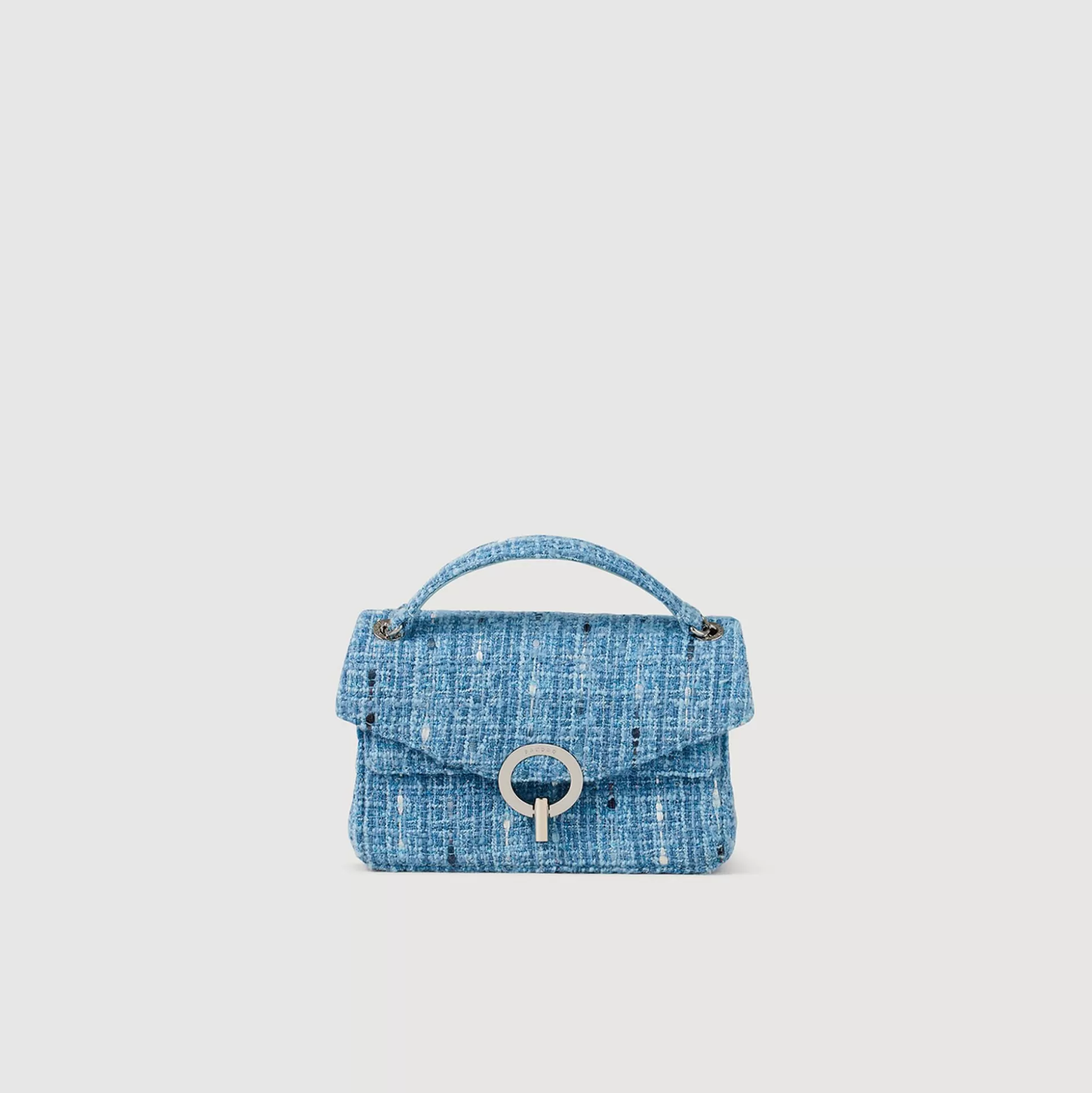 Schultertasche | Minitaschen>Sandro Kleine Tasche Yza Aus Tweed Blau