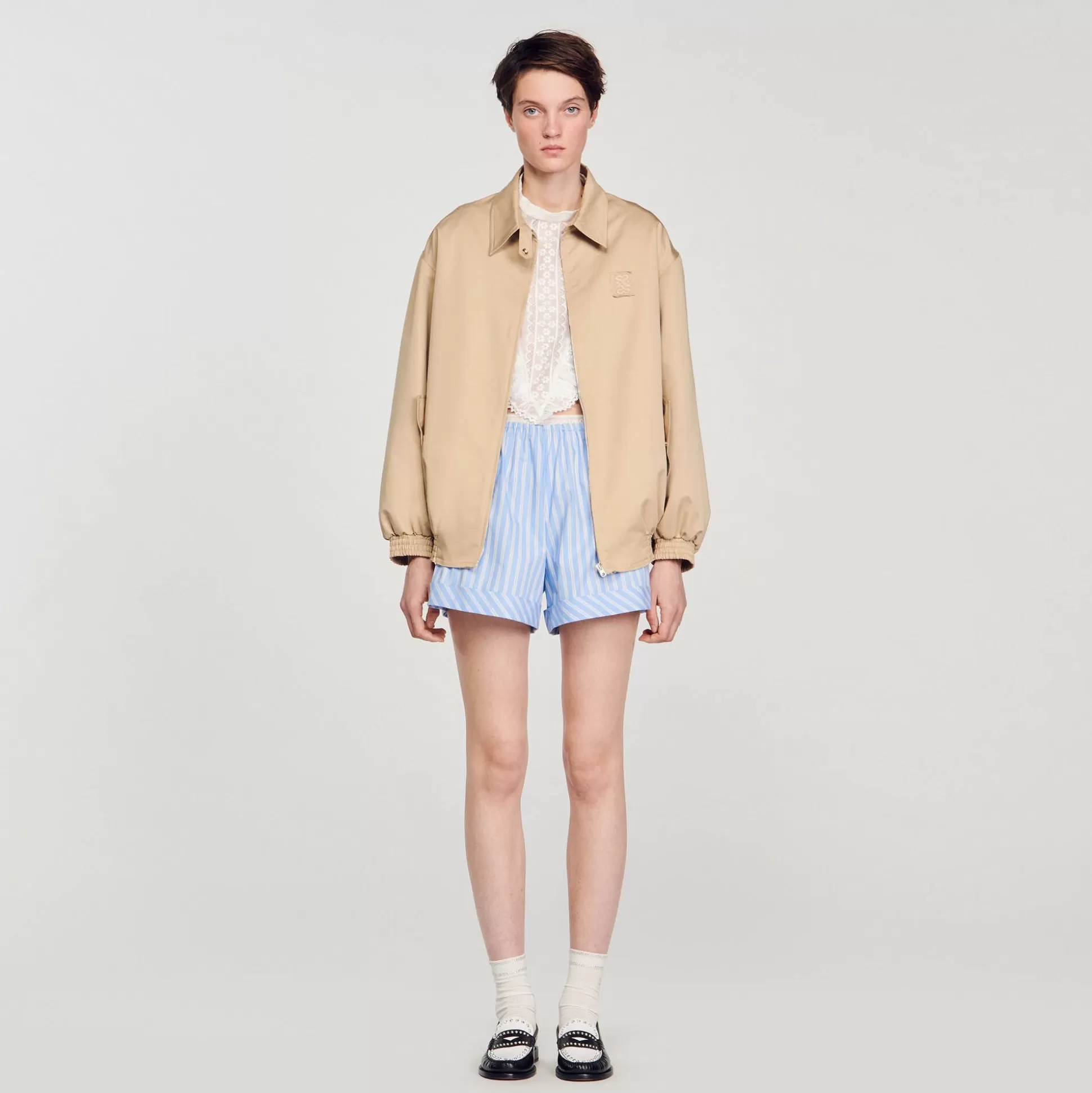 Mäntel>Sandro Kurzer Parka Beige