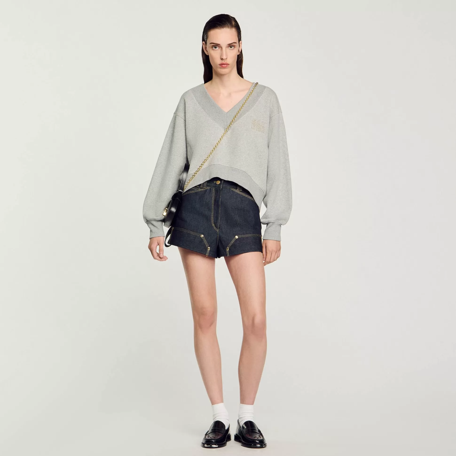 Pullovers & Cardigans>Sandro Kurzes Sweatshirt Grau