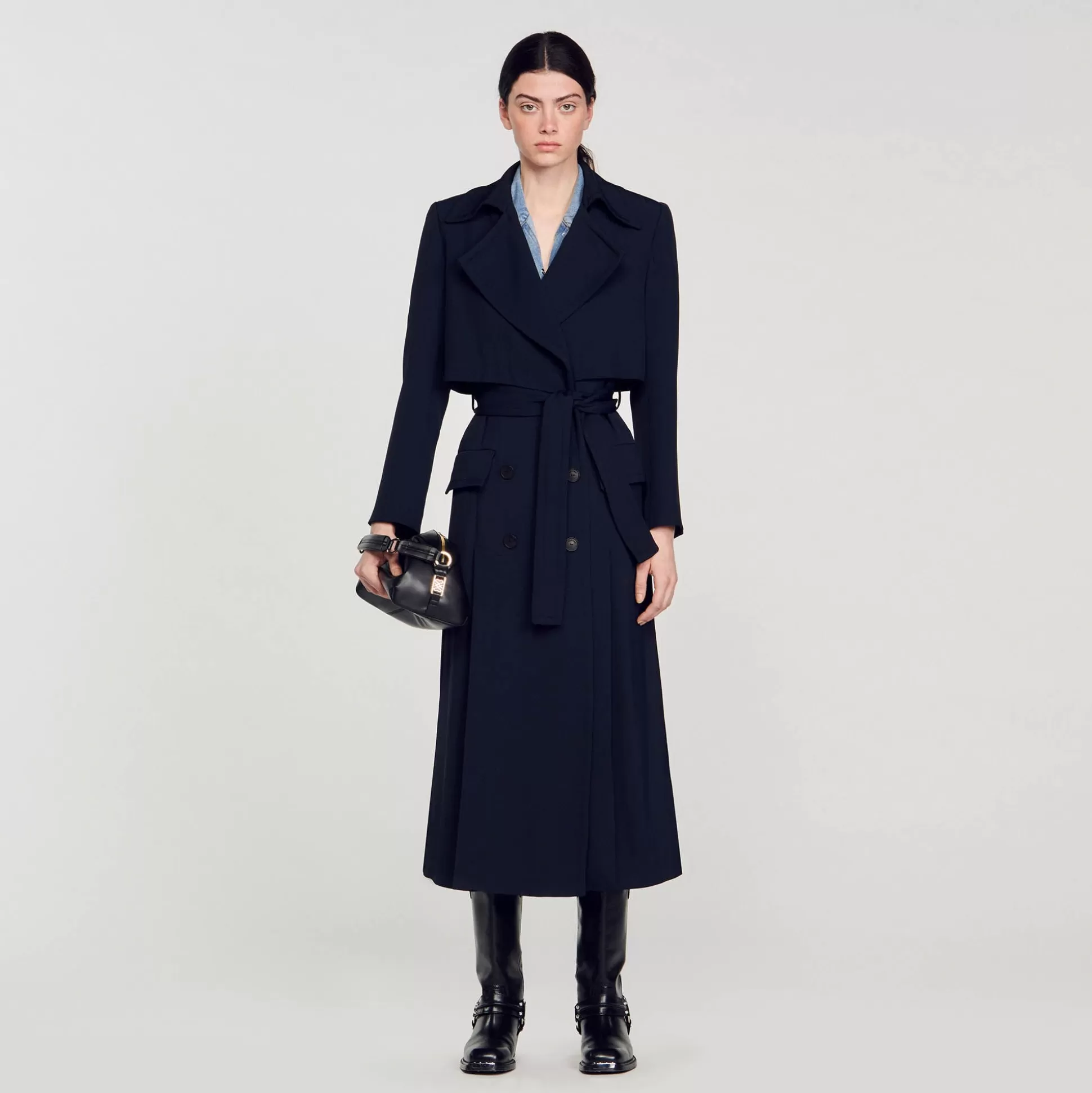 Mäntel>Sandro Langer Trenchcoat Marineblau