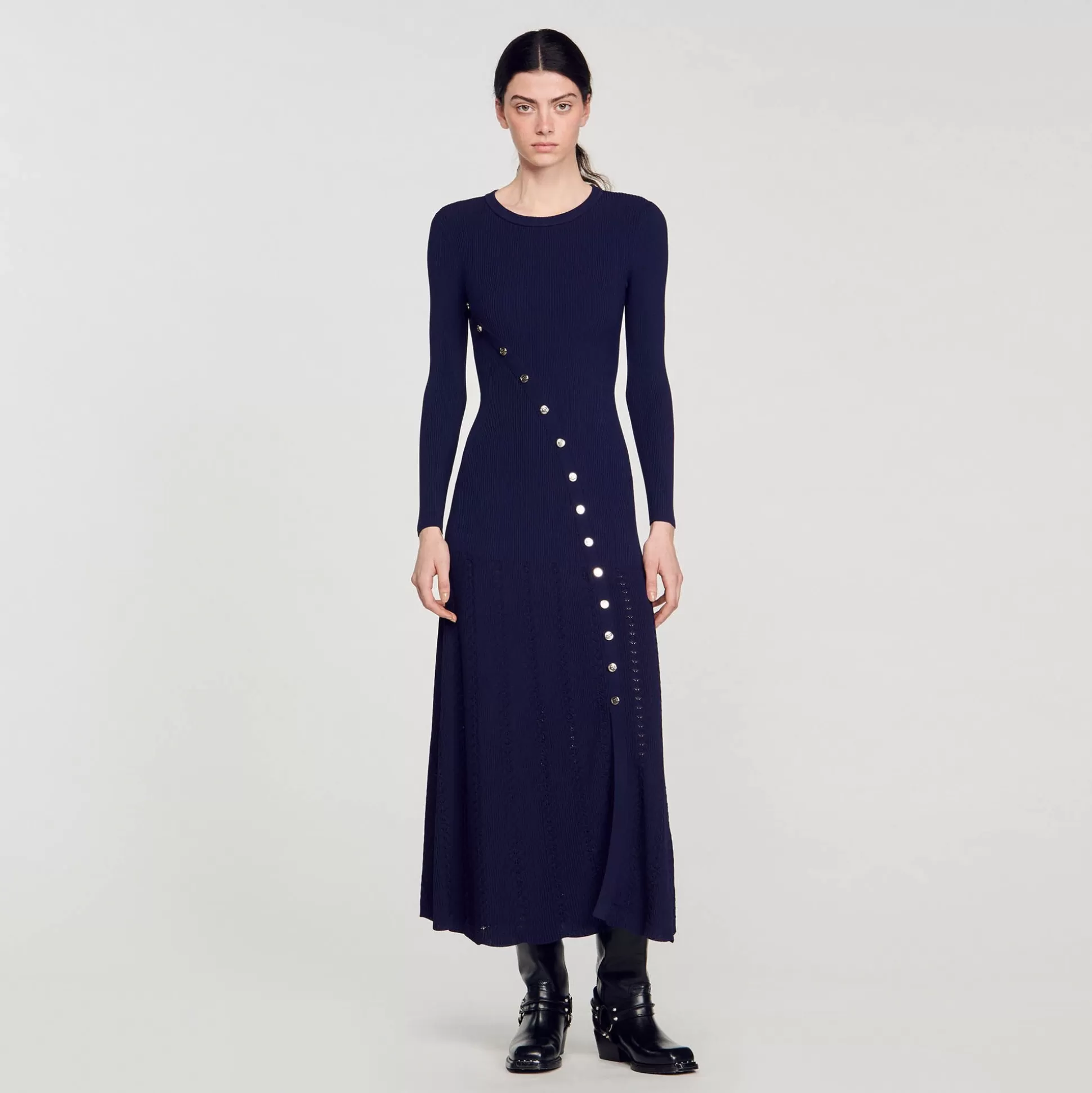 Kleider>Sandro Midi-Strickkleid Marineblau