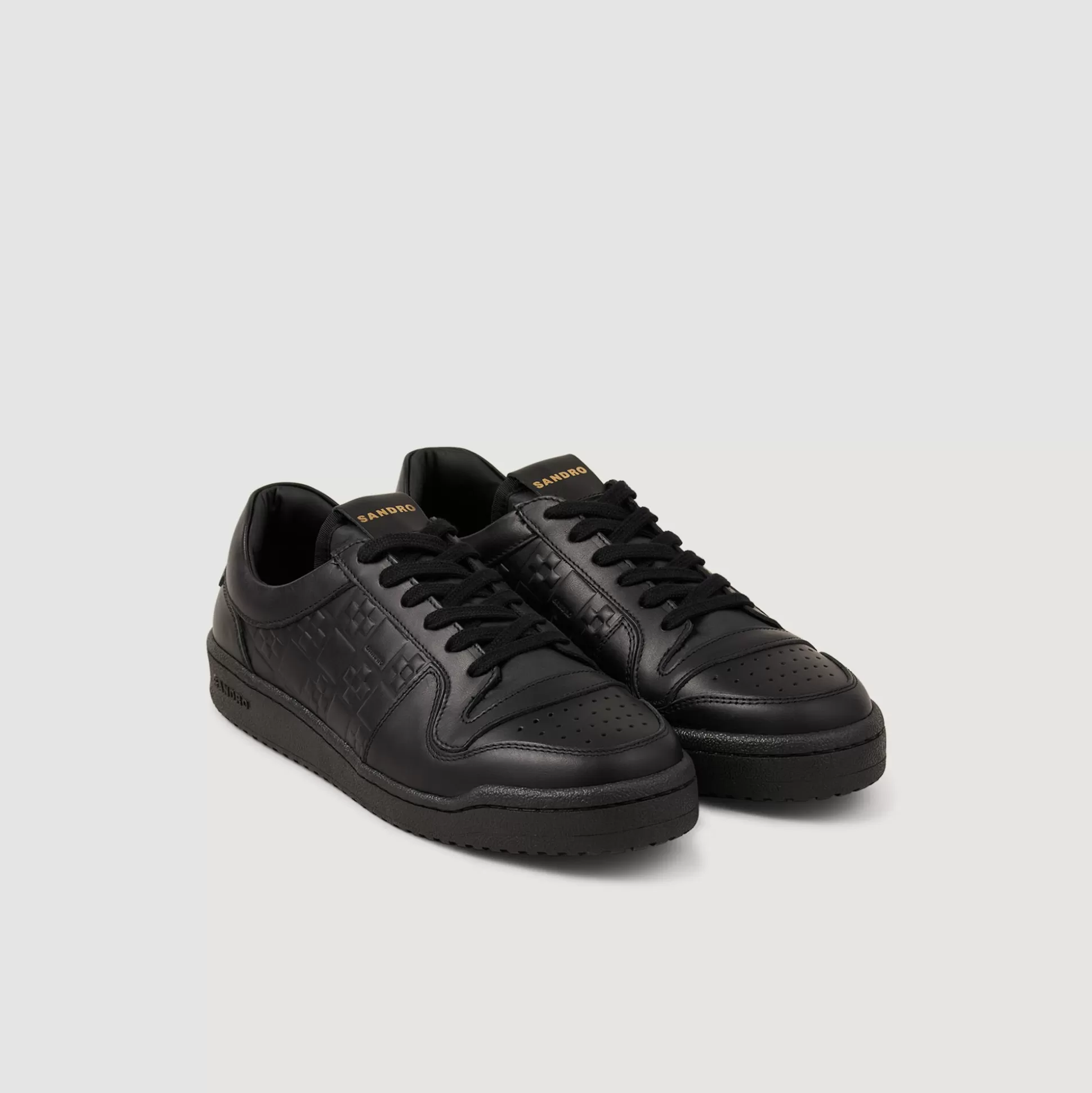 Sneakers>Sandro Niedrige Sneakers Aus Leder Schwarz