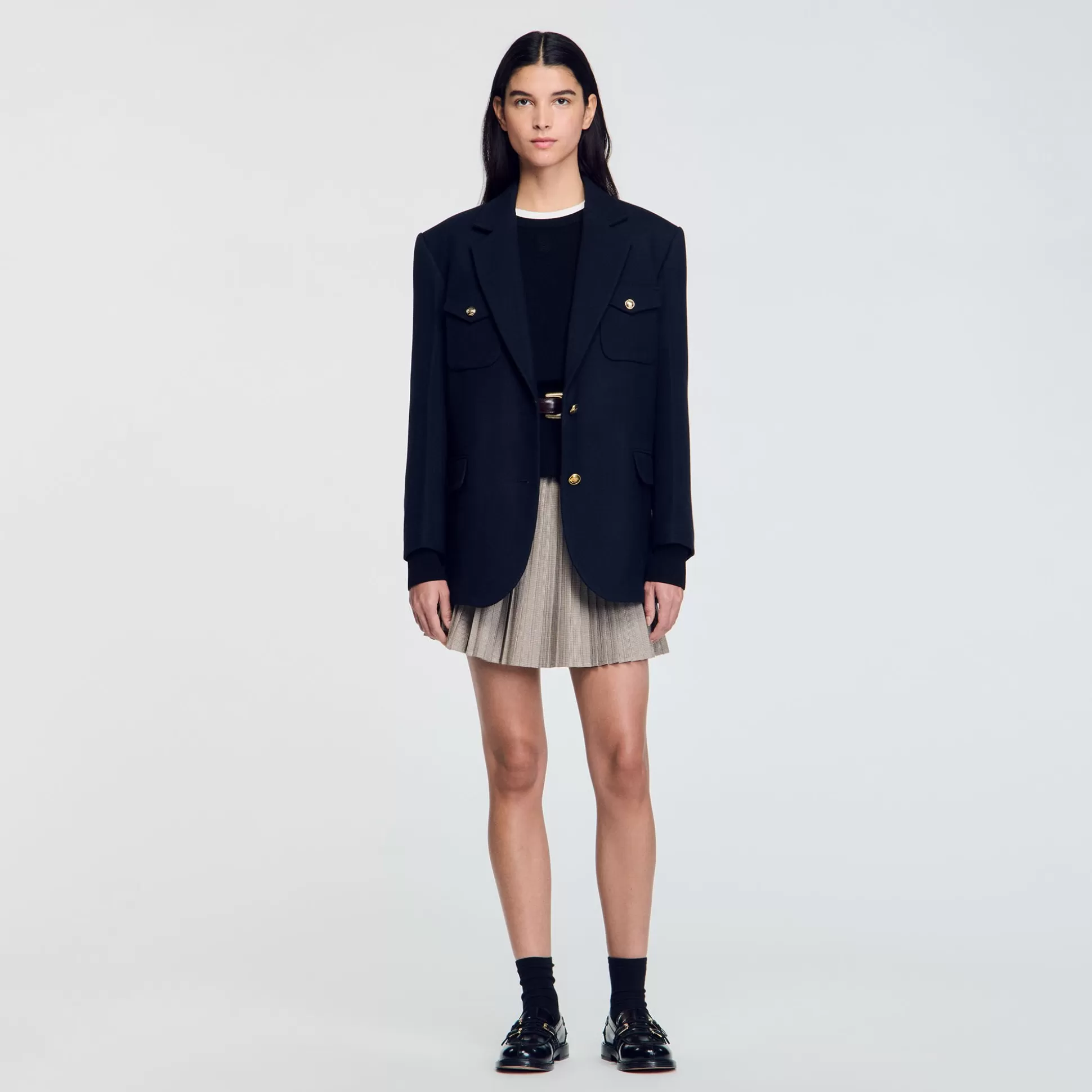 Blousons & Jacken>Sandro Oversize-Blazer Marine