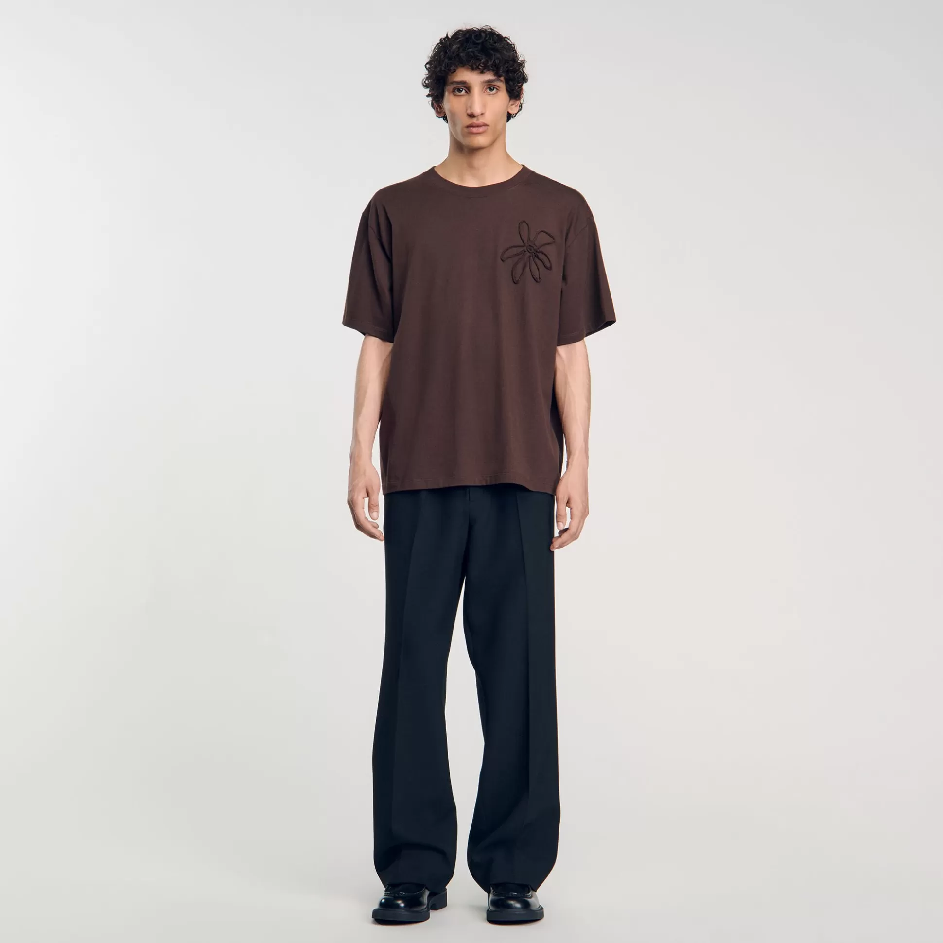 T-Shirts & Polos>Sandro Oversize-T-Shirt Mit Blumenmuster Schokolade