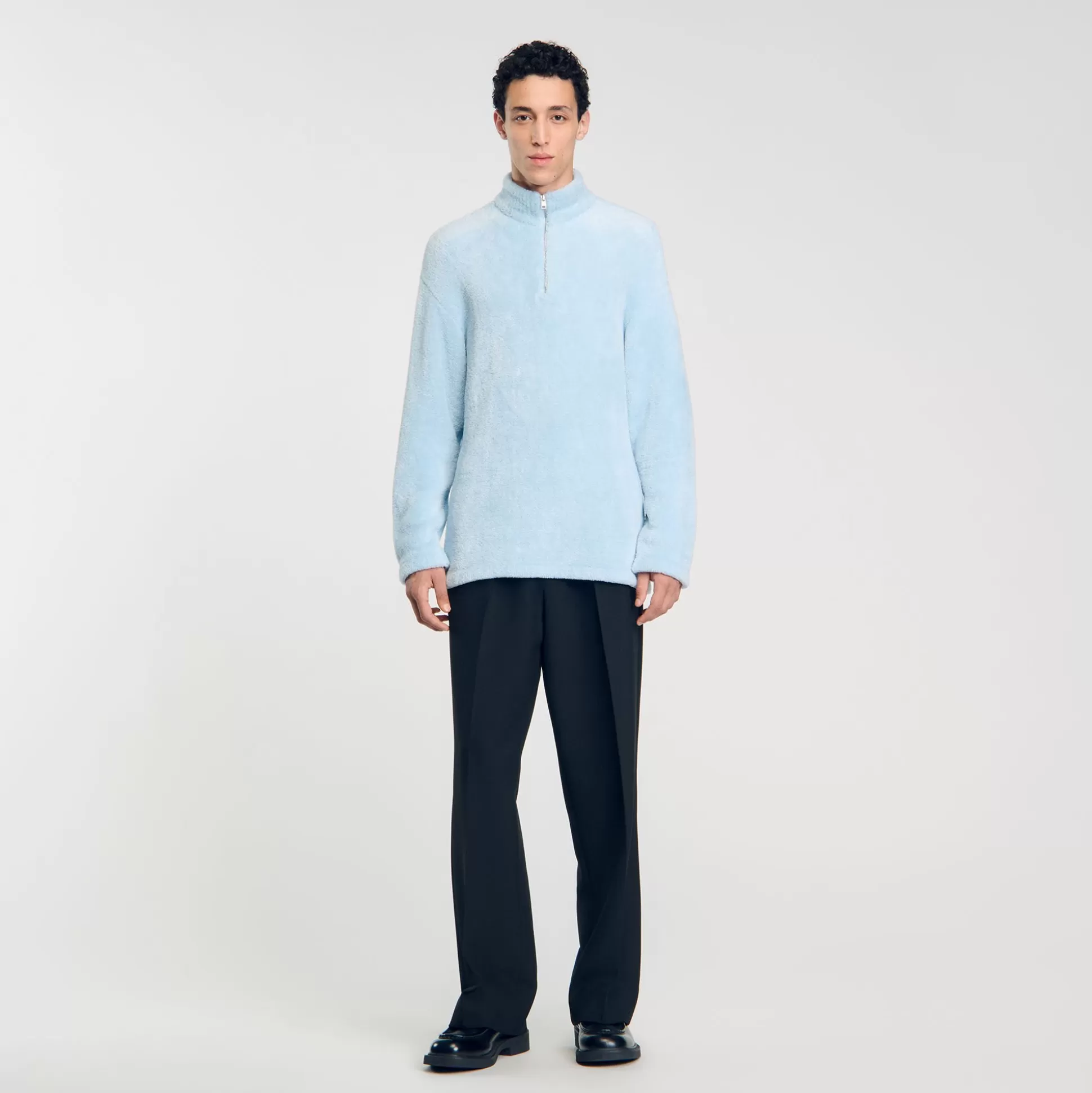 Sweatshirts & Jogging>Sandro Pullover Aus Bouclé-Fleece Baby Blue