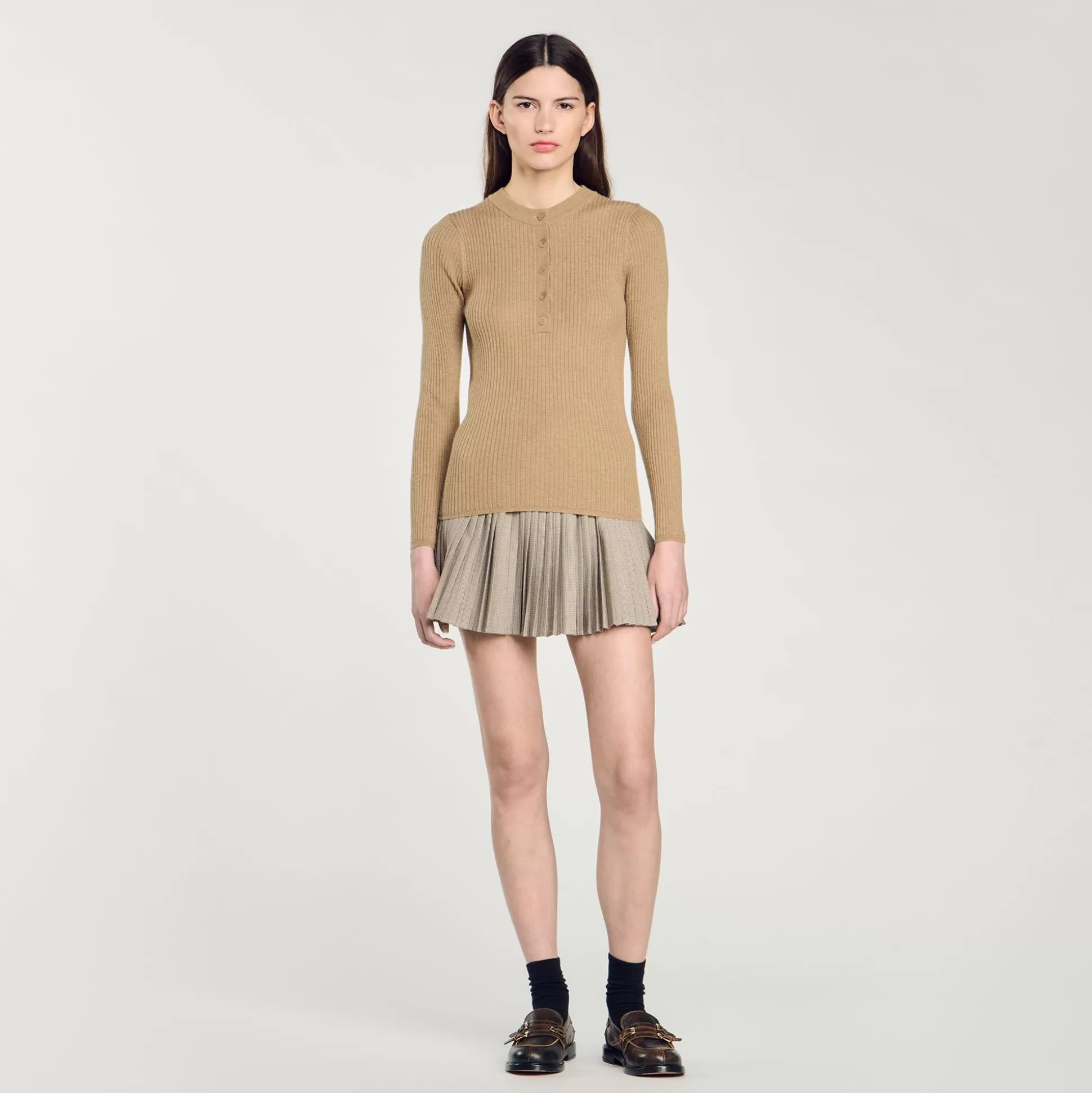 Pullovers & Cardigans>Sandro Pullover Aus Rippstrick Khaki