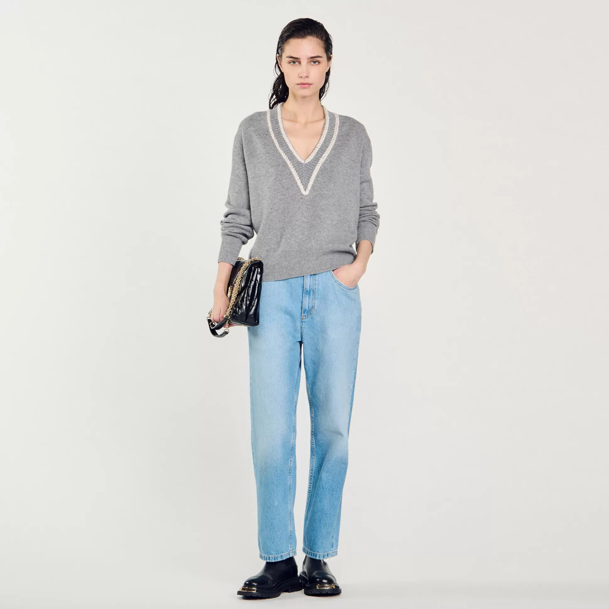 Pullovers & Cardigans>Sandro Pullover Aus Wolle Und Kaschmir Grau