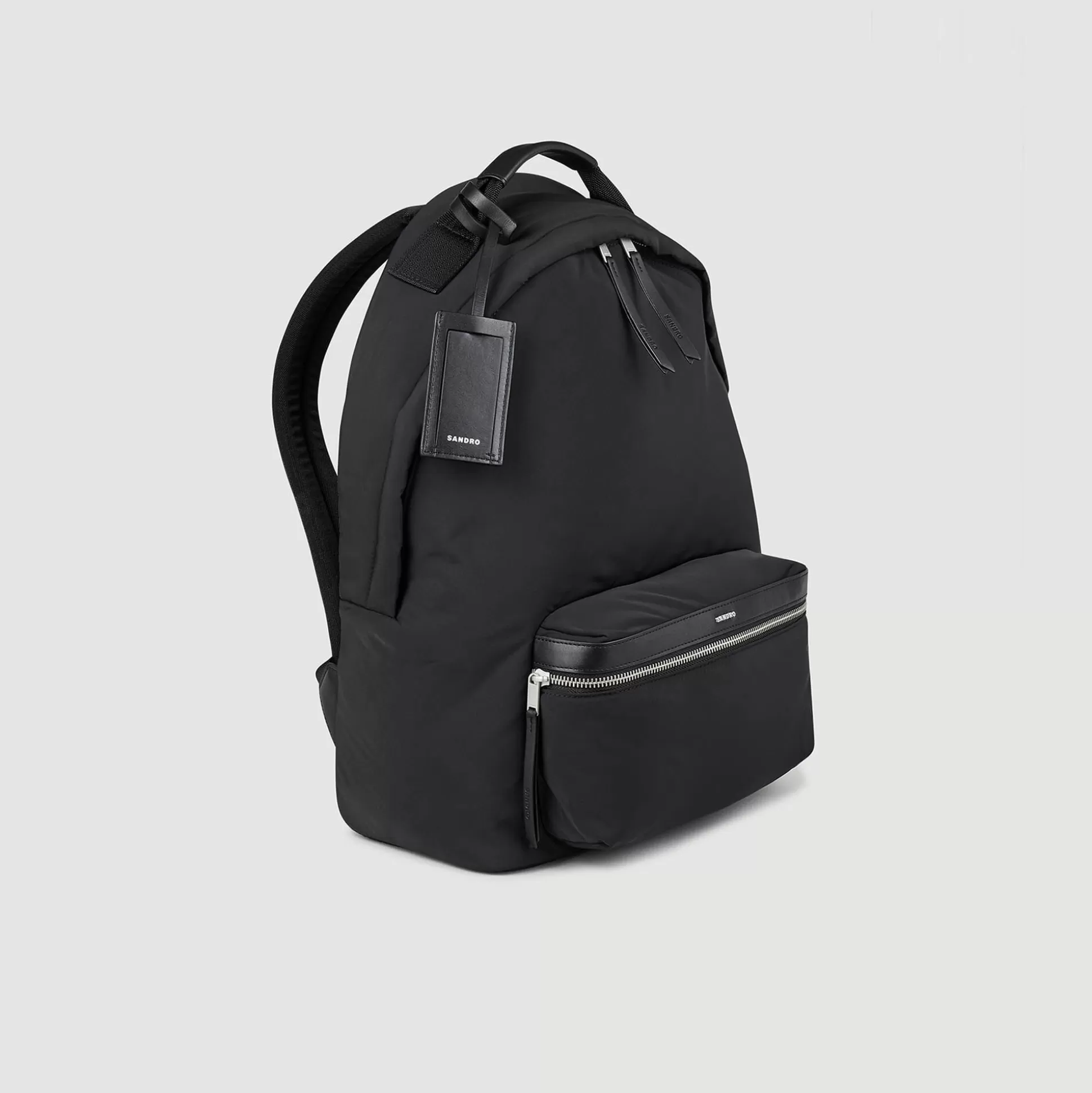 Rucksäcke>Sandro Rucksack Aus Canvas Und Leder Schwarz