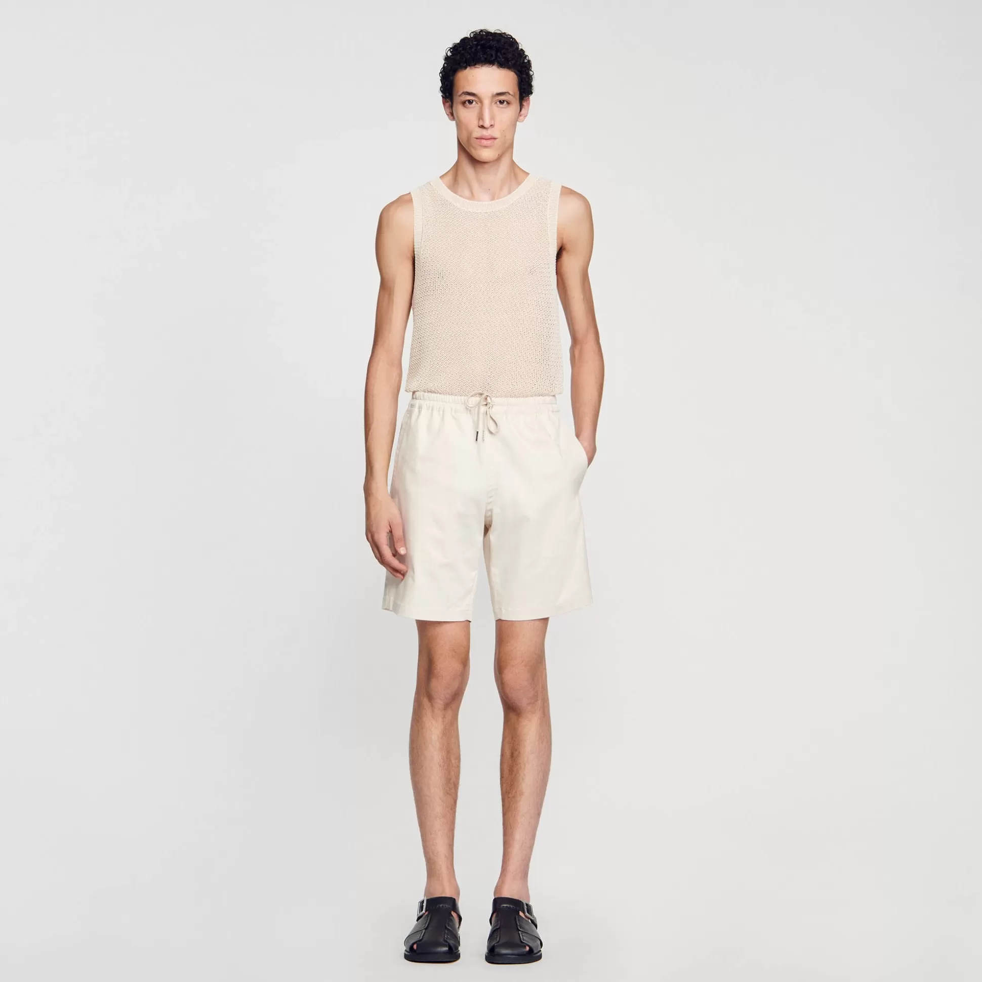 Hosen & Shorts>Sandro Shorts Aus Baumwolle Hellbeige