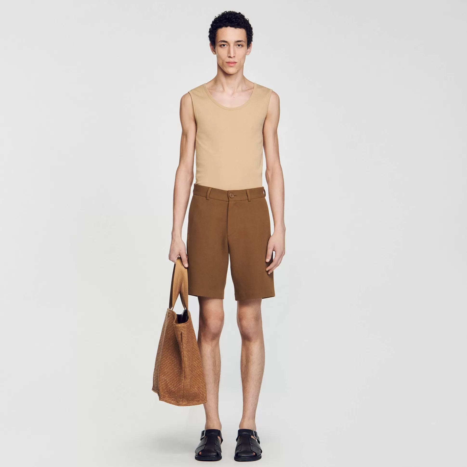 Hosen & Shorts>Sandro Shorts Aus Baumwolle Kamel