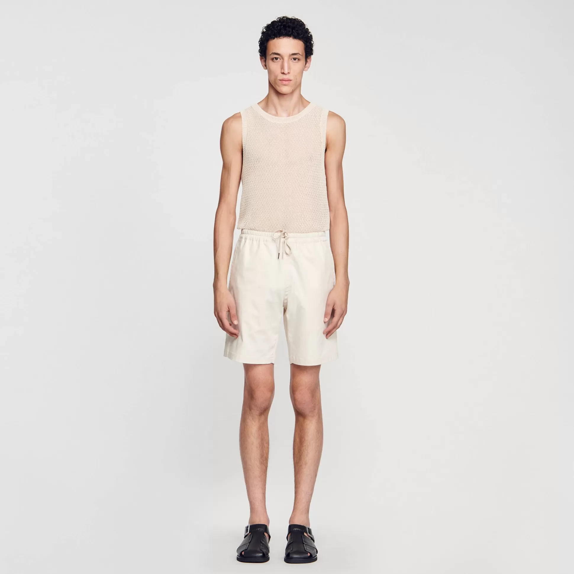 Hosen & Shorts>Sandro Shorts Aus Baumwolle Hellbeige