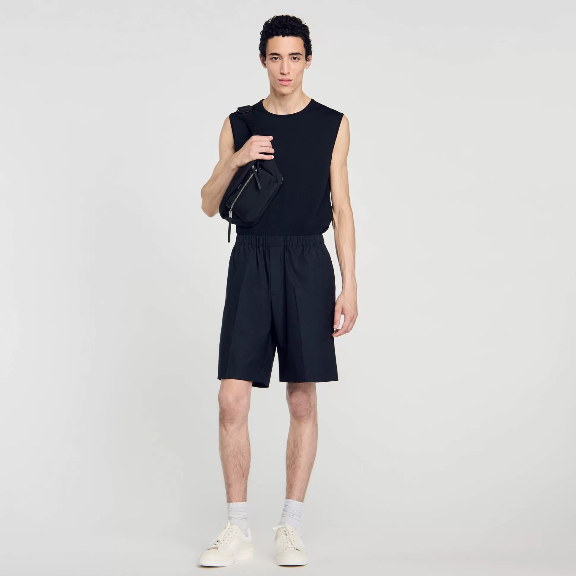 Hosen & Shorts>Sandro Shorts Aus Baumwollgewebe Schwarz