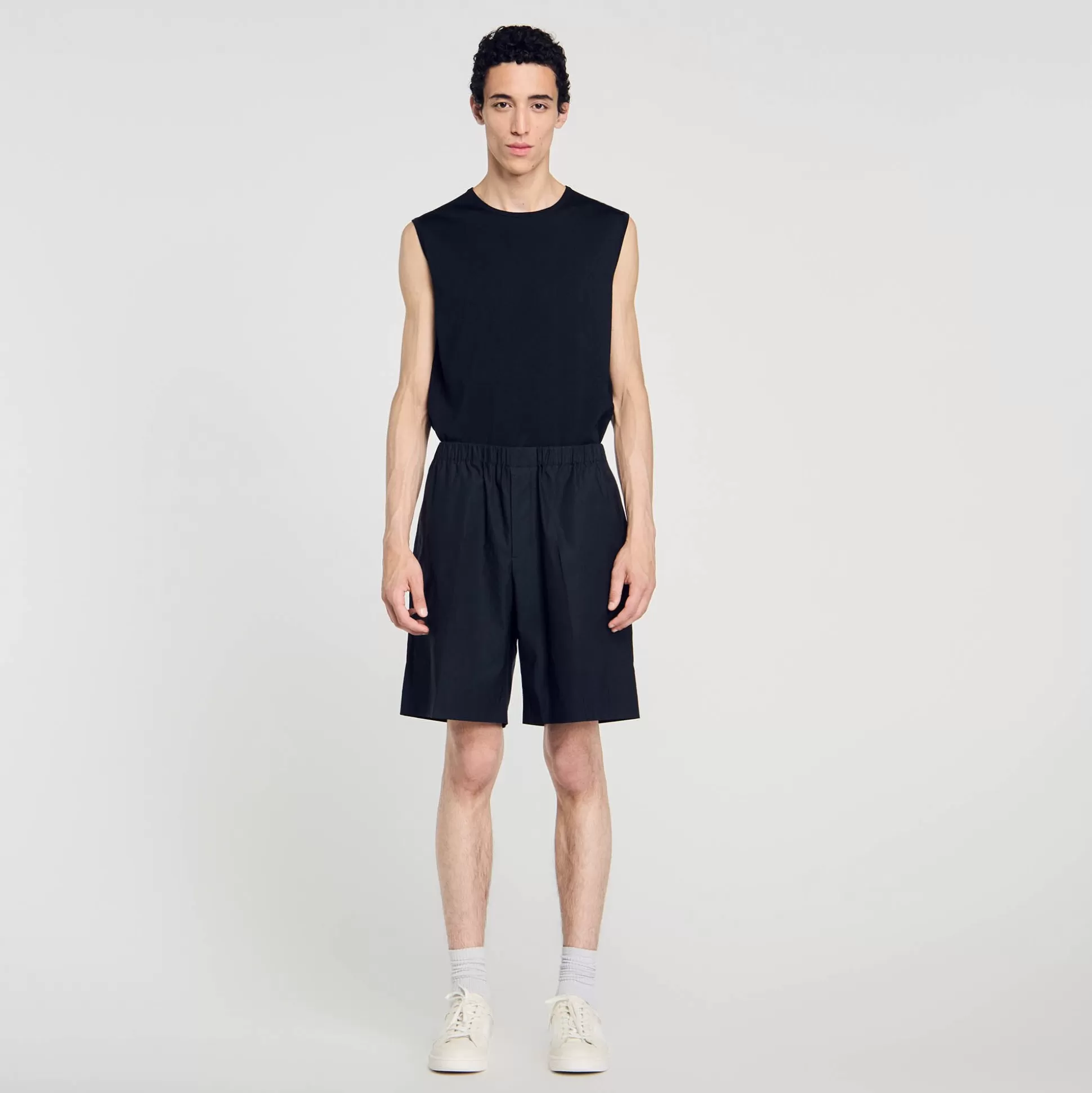 Hosen & Shorts>Sandro Shorts Aus Baumwollgewebe Schwarz